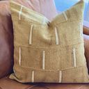 African Mudcloth Pillow Cover - Mustard Yellow Dash 20"X20"