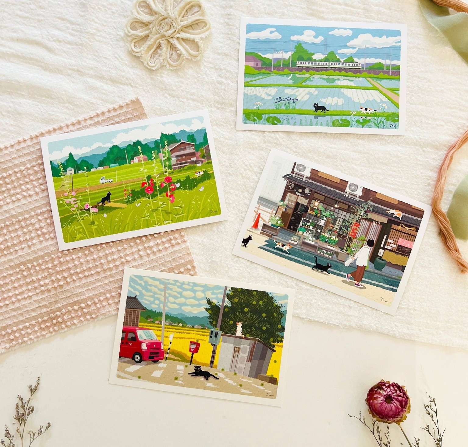 Mori Toshinori Postcard - Rice Field
