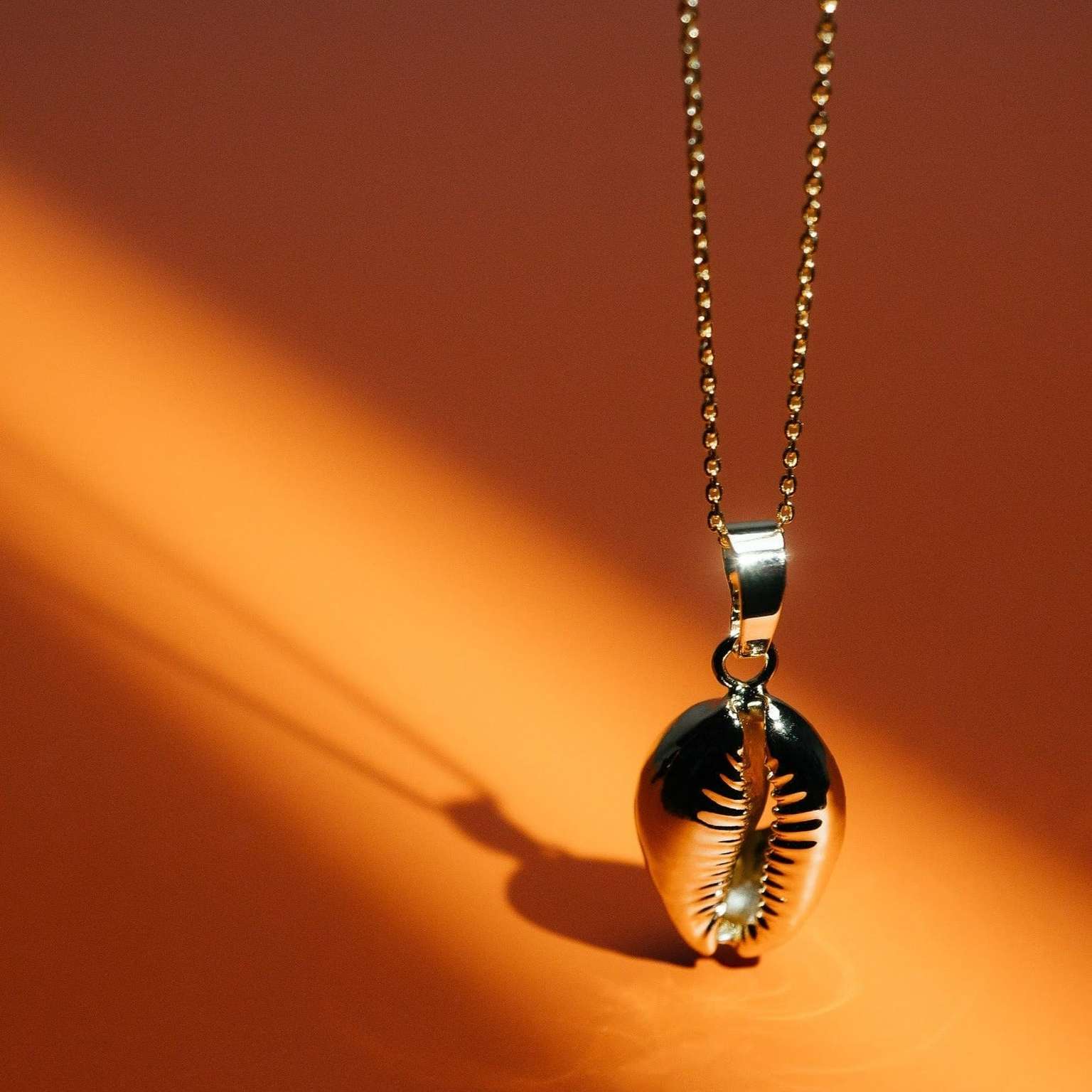 Gold Shell Pendant Necklace - Cowrie: Cowrie Shell