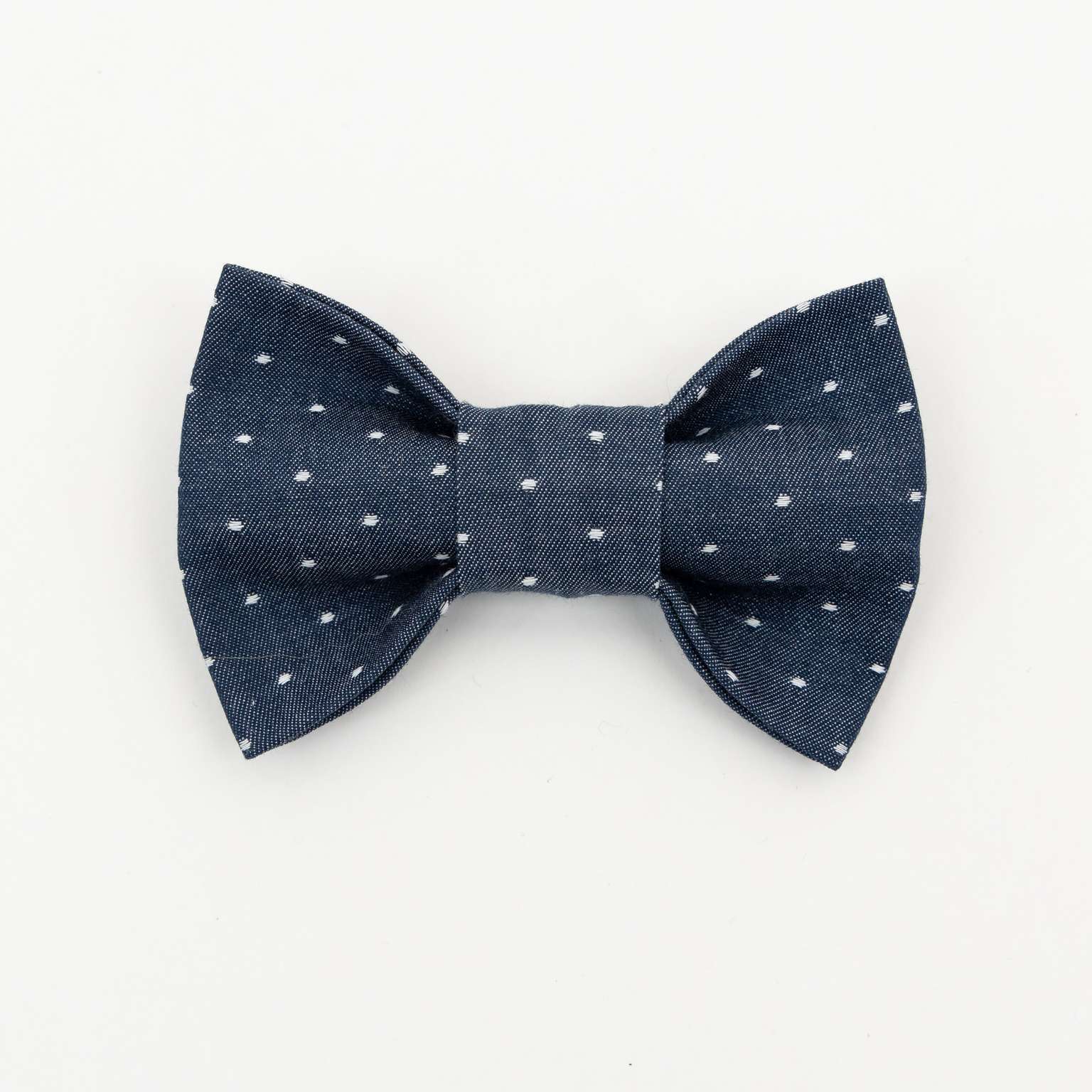 Denim with Dots Dog Bow Tie