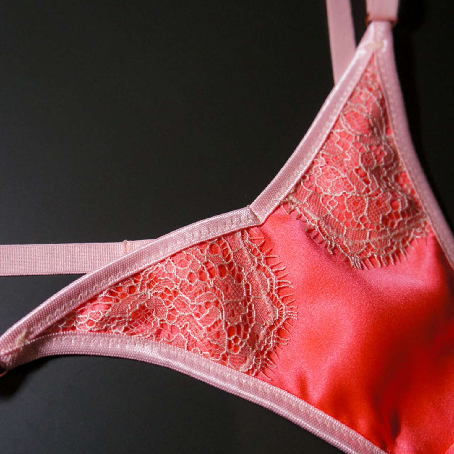 Lace and Silk Thong Neon Guava
