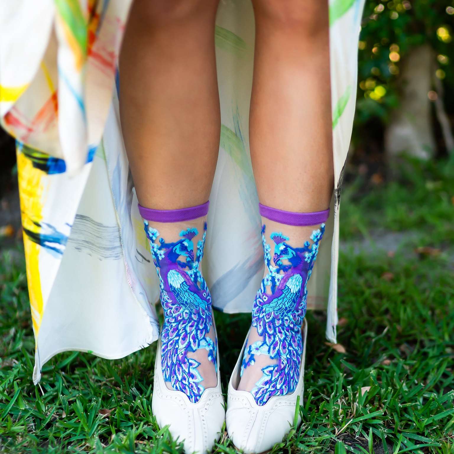 Peacock Sheer Crew Sock