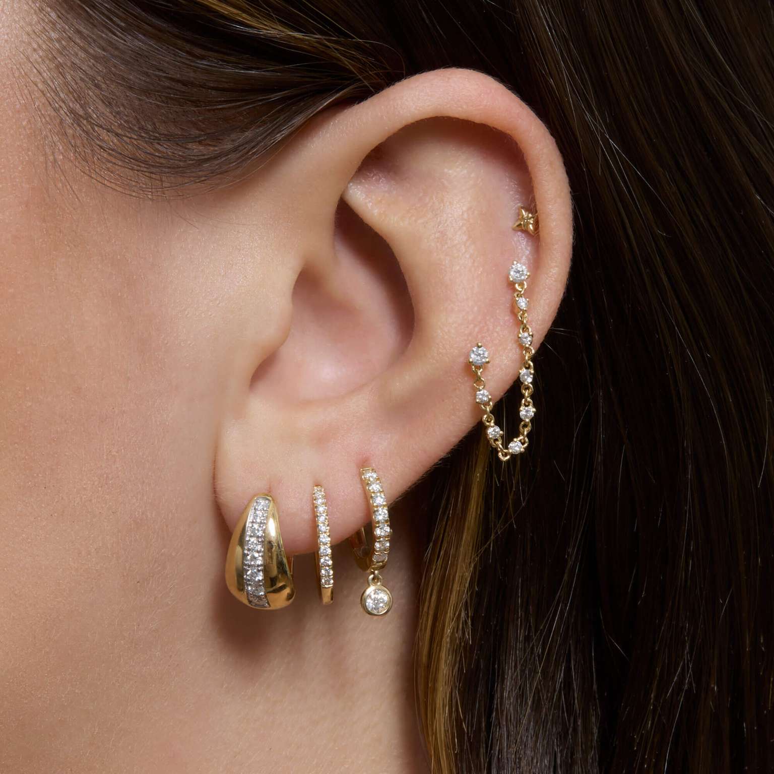 Diamond Huggie Earrings