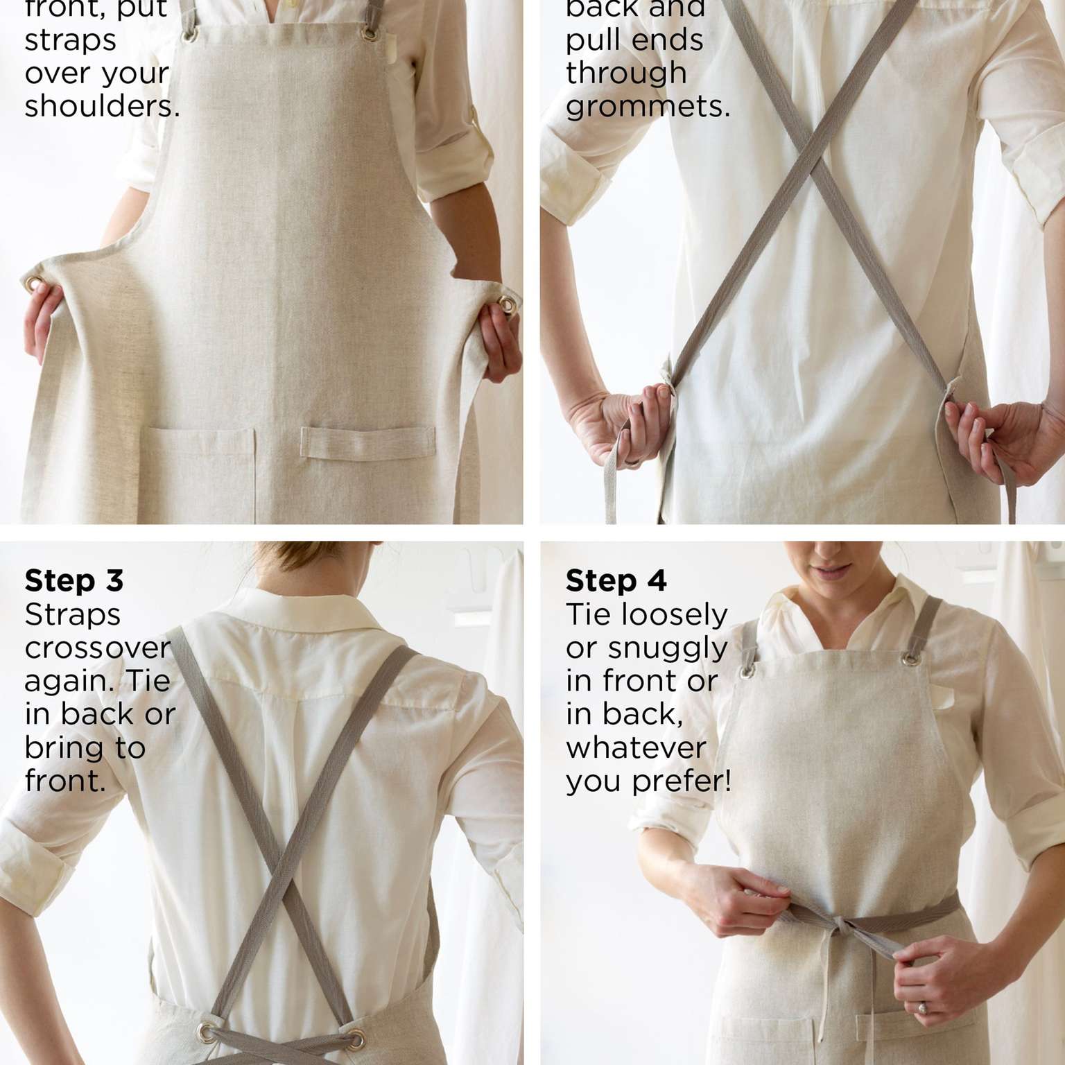 Crossback Linen Apron - Fern
