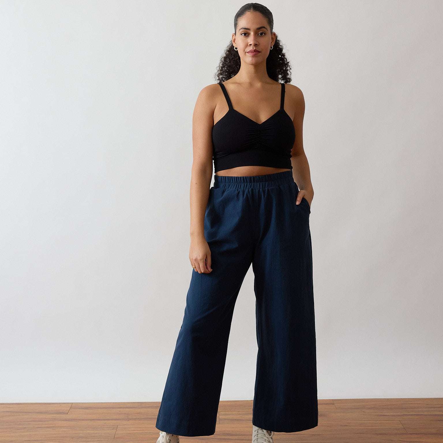 Navy Cotton Crepe Loretta Pant