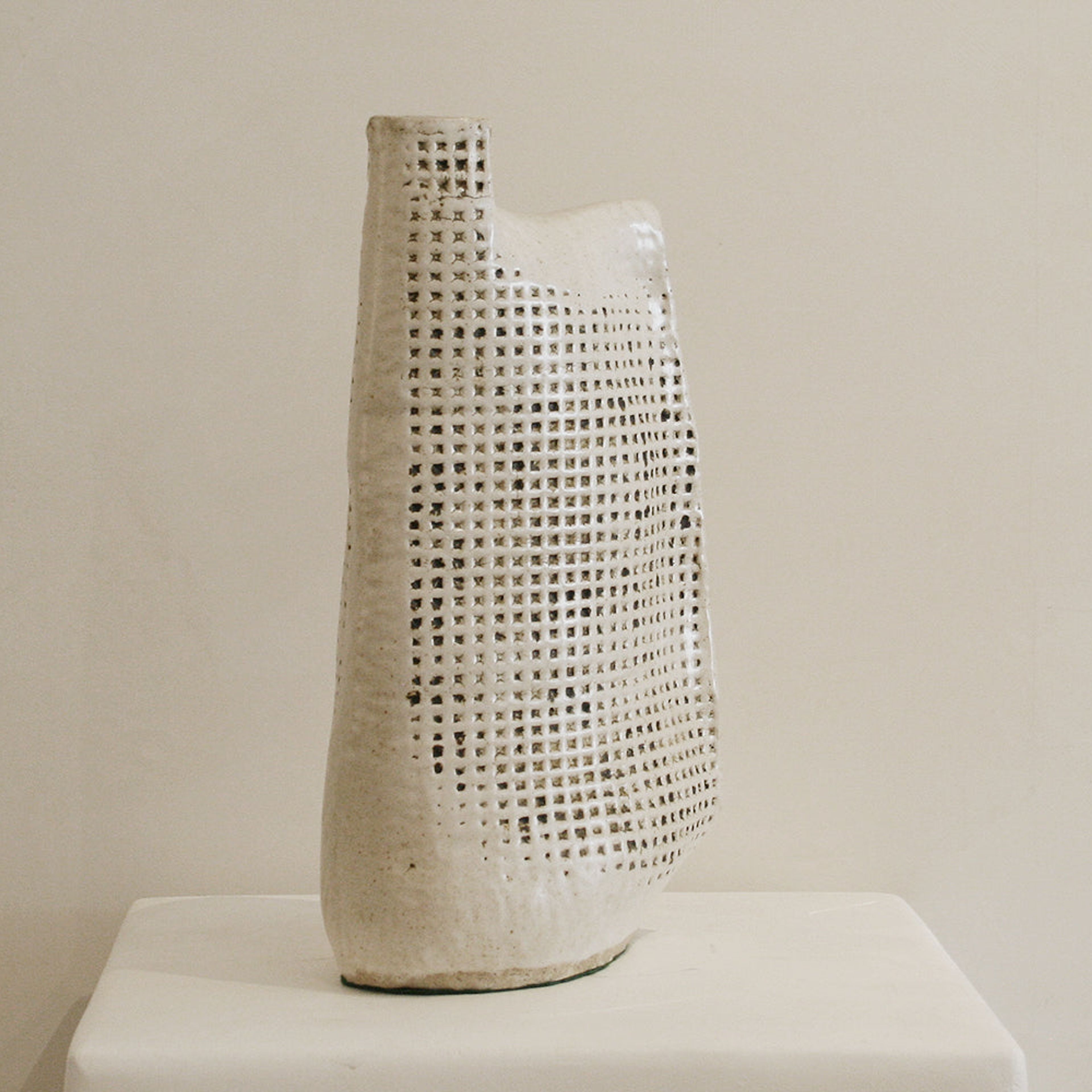 White Checkered Vase