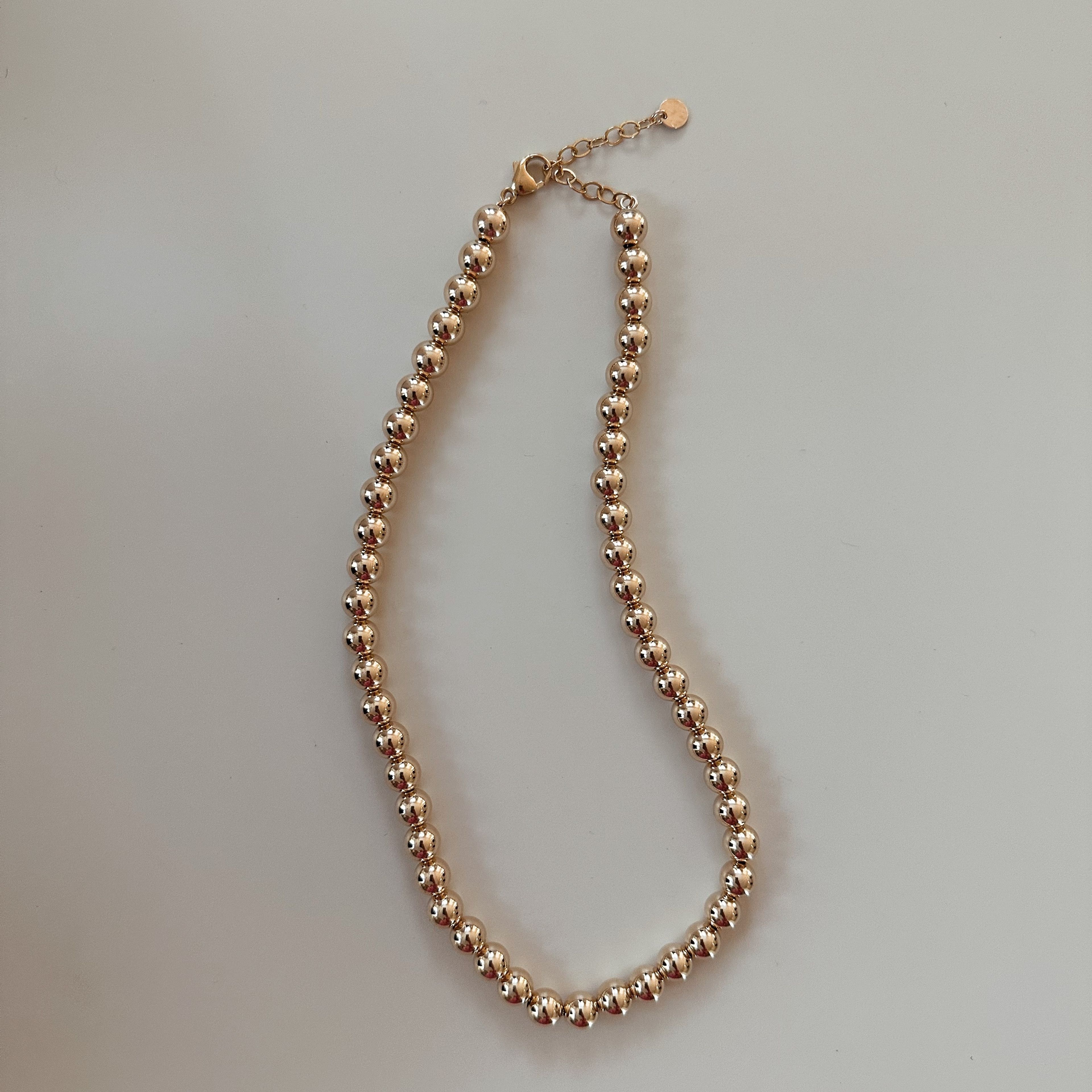 8mm Beaded Necklace - Gold