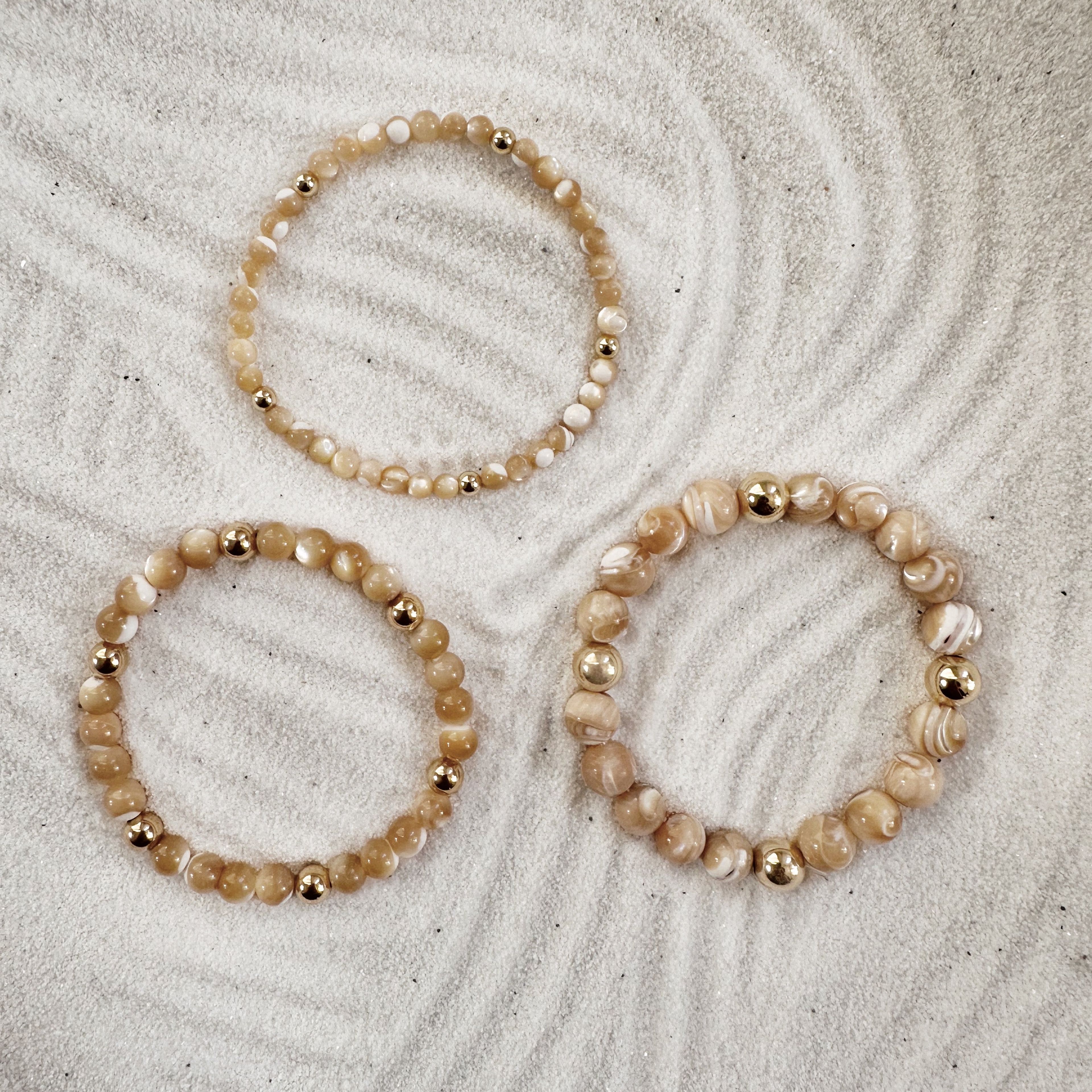 Amber Mother Of Pearl Stone Bracelets