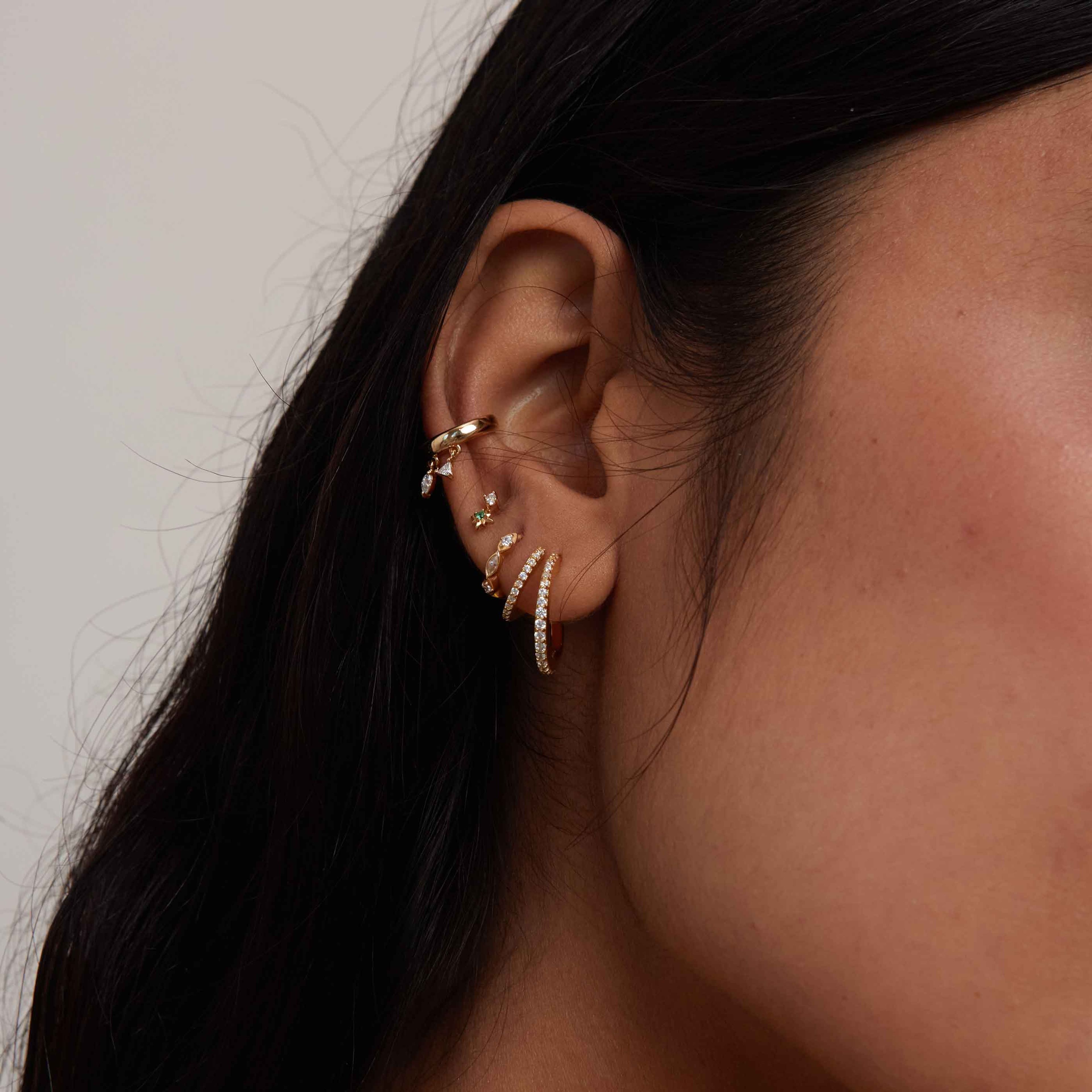 Illusion Crystal Hoops in Gold
