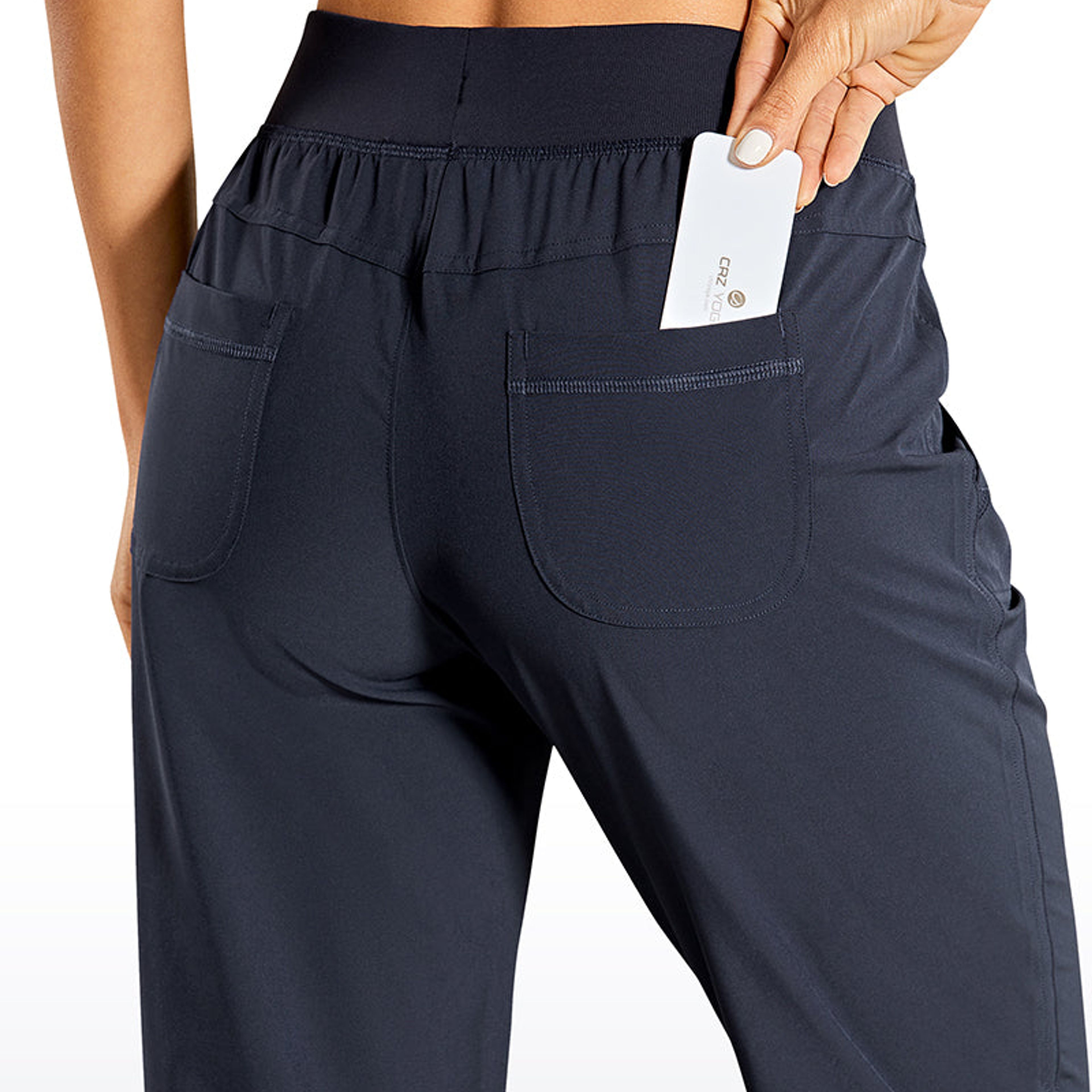 Crz Yoga Feathery-Fit Drawstring Jogger with Pockets 28'' - Flat Waistband  on Marmalade
