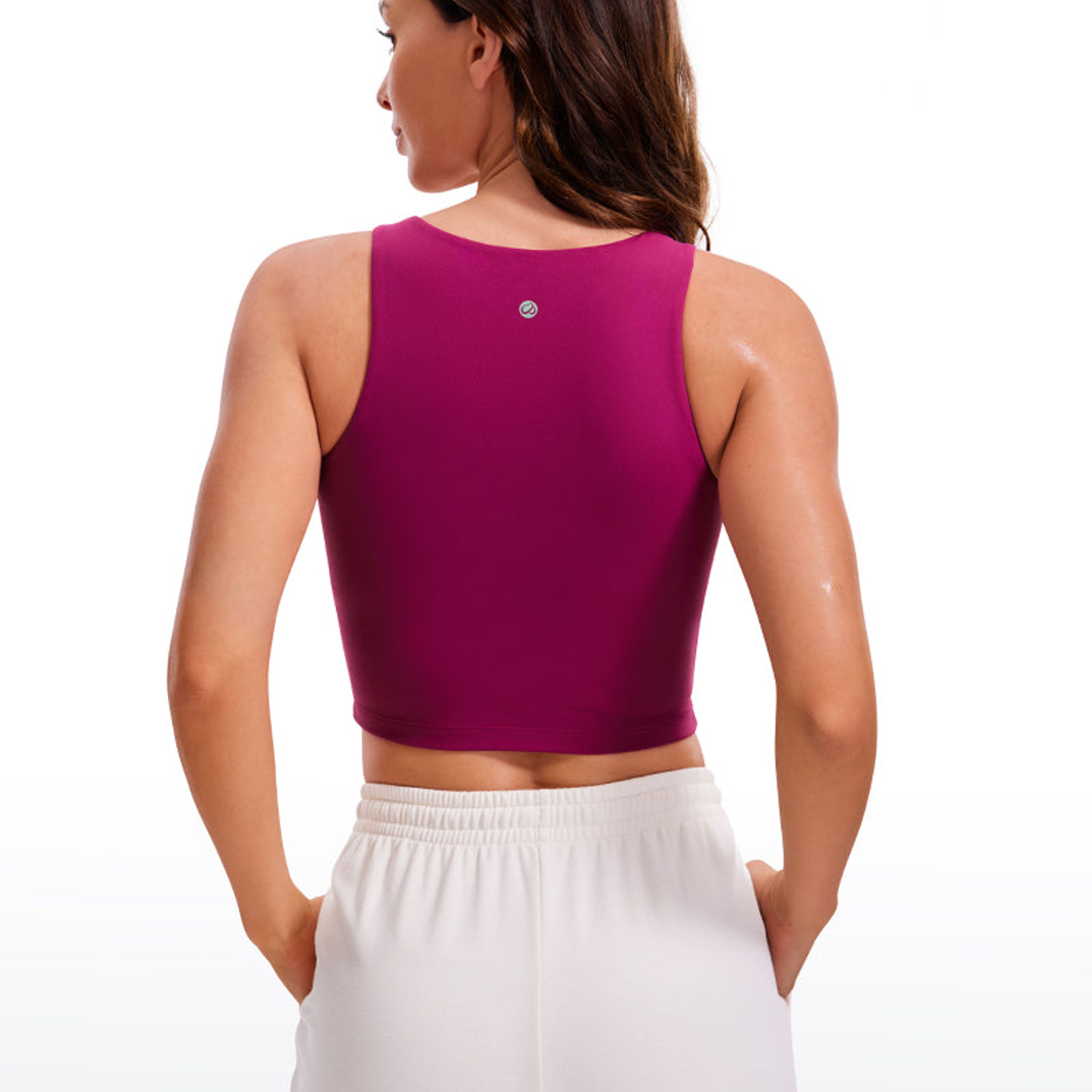 Crz Yoga Butterluxe Cropped High Neck Tank Tops Wide Back on