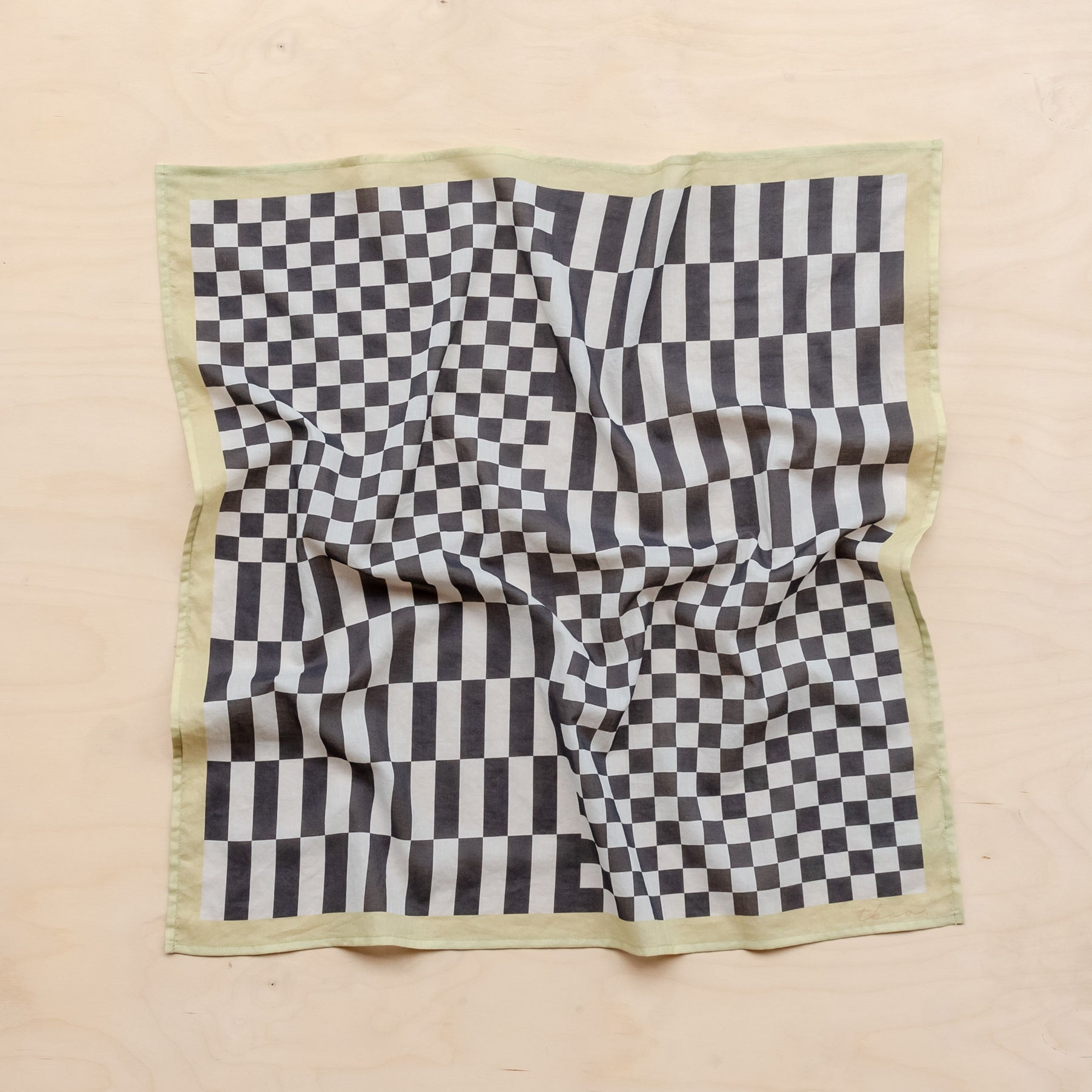 Cotton Square Scarf in Black Checkerboard