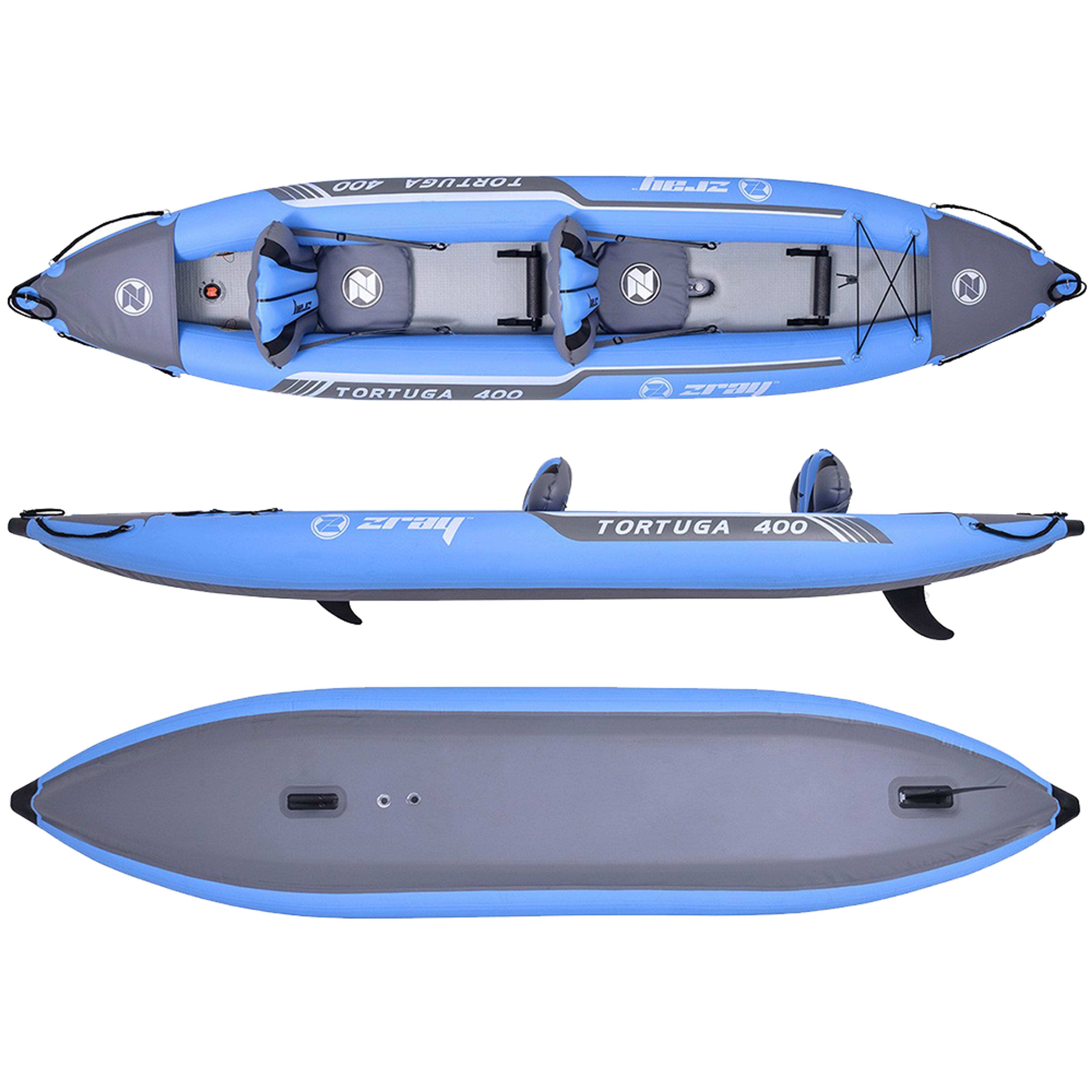 Wave Zray Tortuga 400 Package | Blue Inflatable 2 Person Drop Stitch Kayak