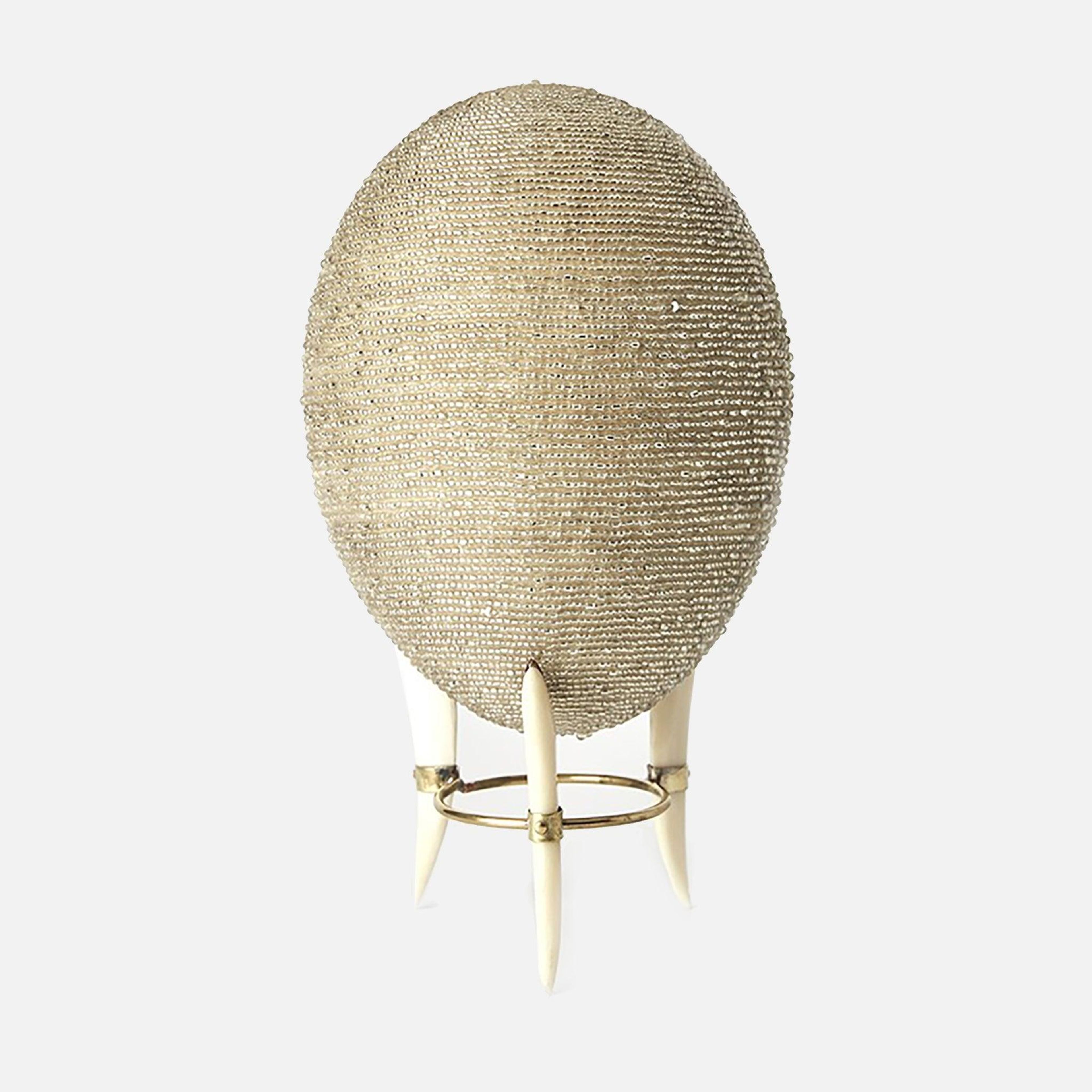 Silver Beaded Decorated Ostrich Egg