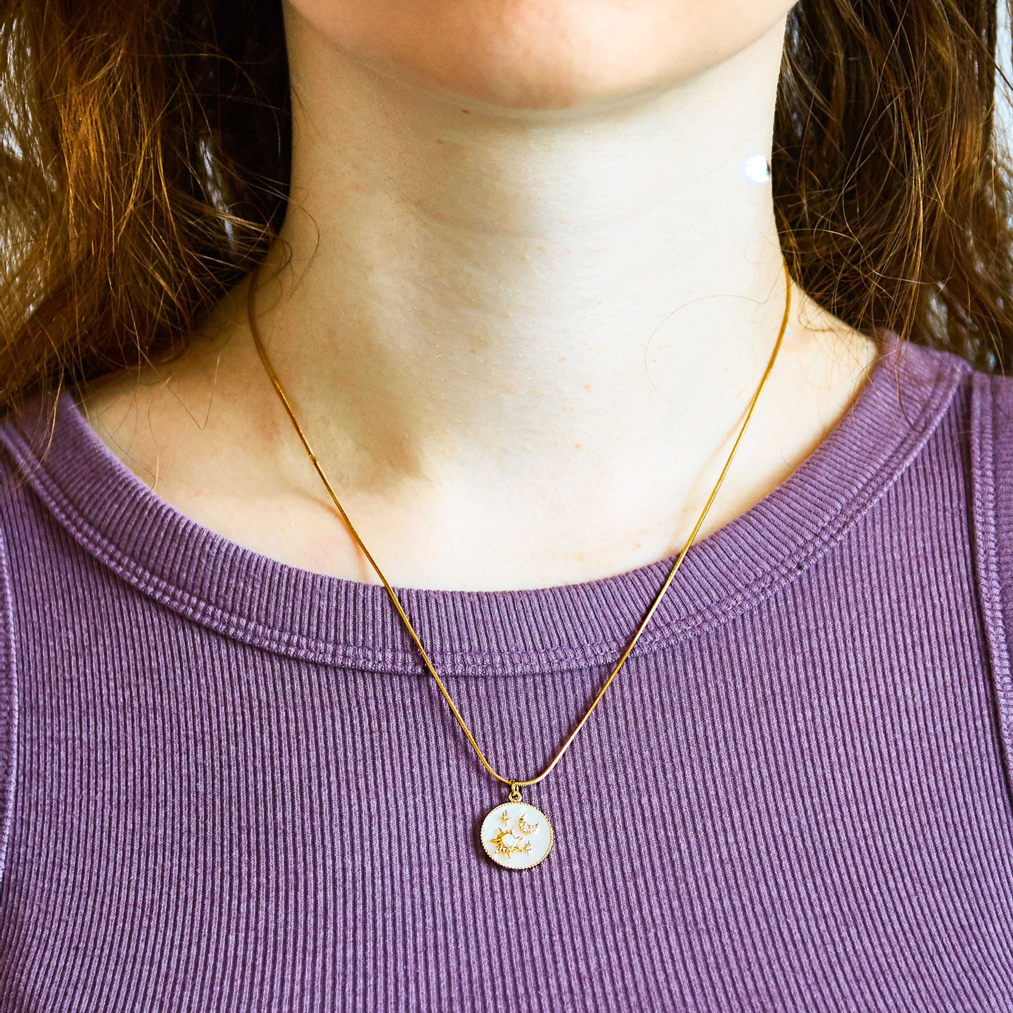 Gold Opal Sun & Moon Medallion Necklace