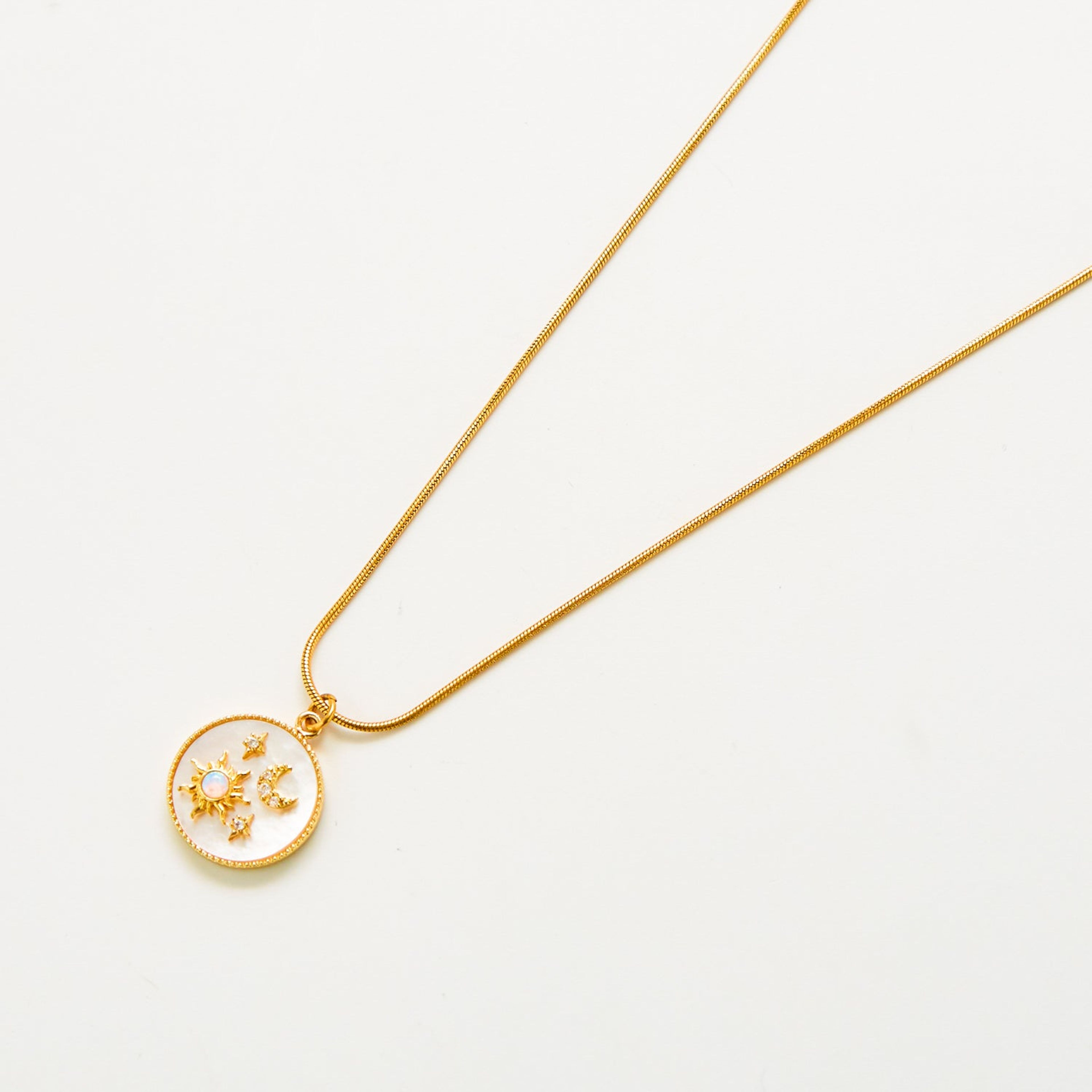 Gold Opal Sun & Moon Medallion Necklace