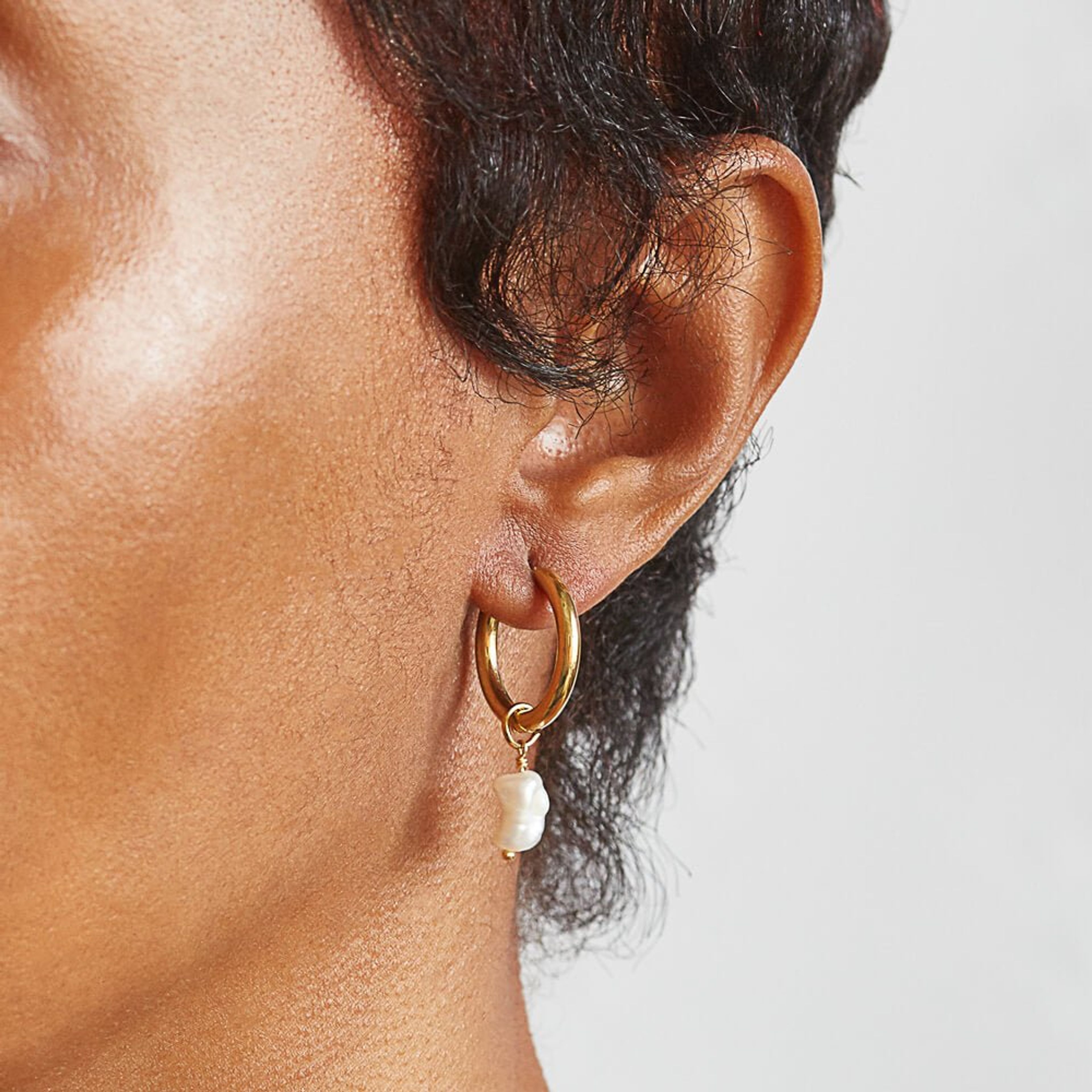 Gold Single Pearl Huggie Earrings - Best Seller