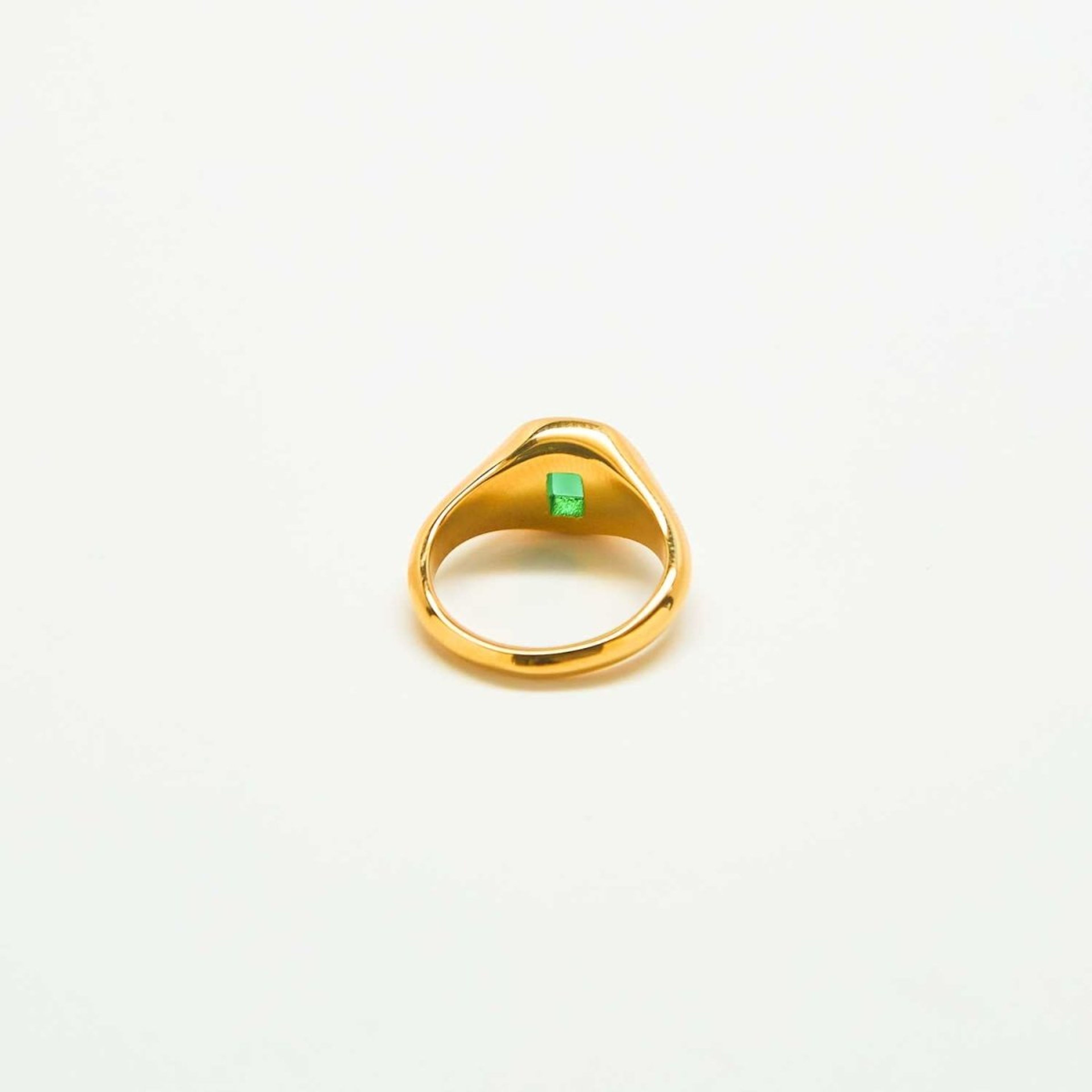 Green CZ Signet Ring