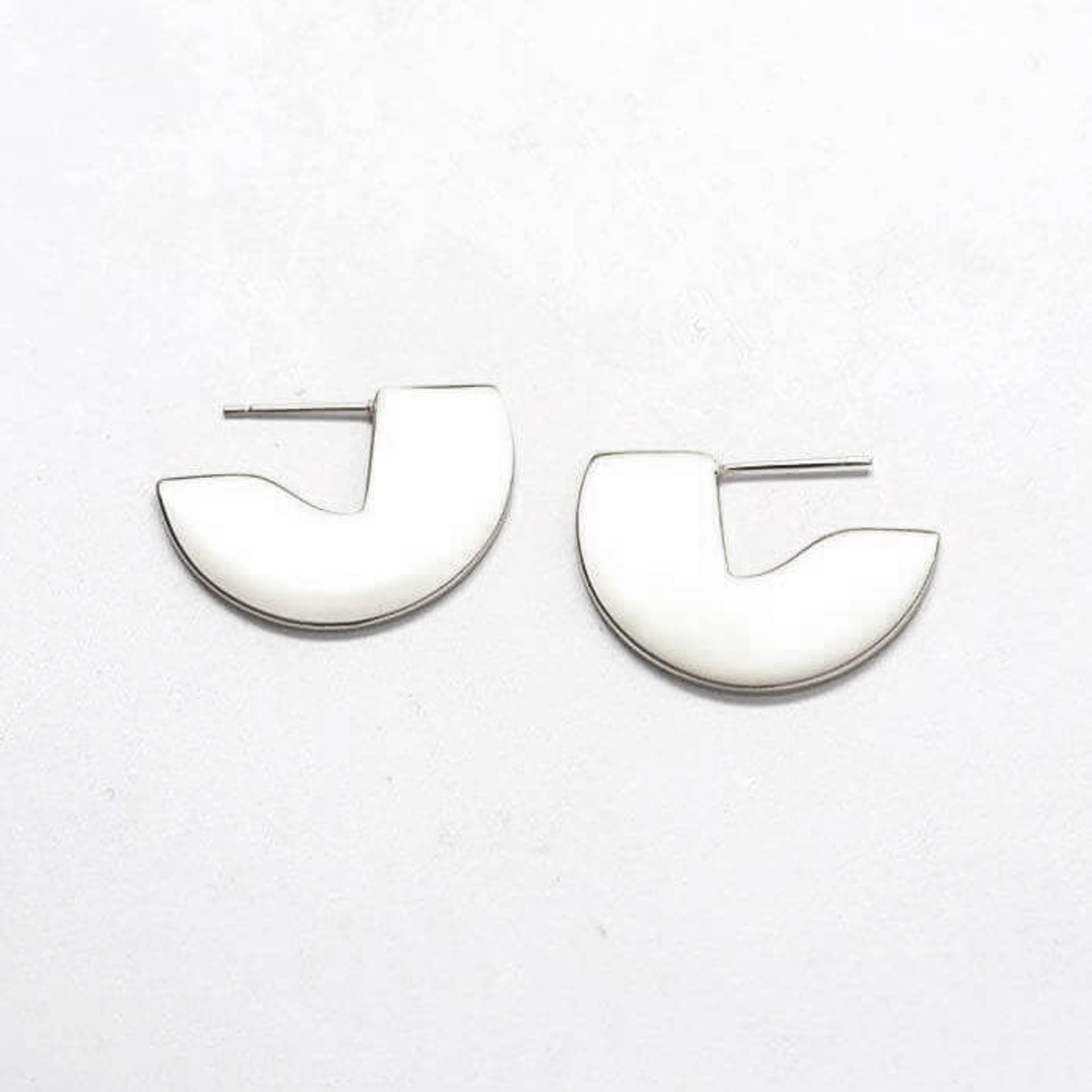 Silver Geometric Mini Semi-Circle Stud Earrings