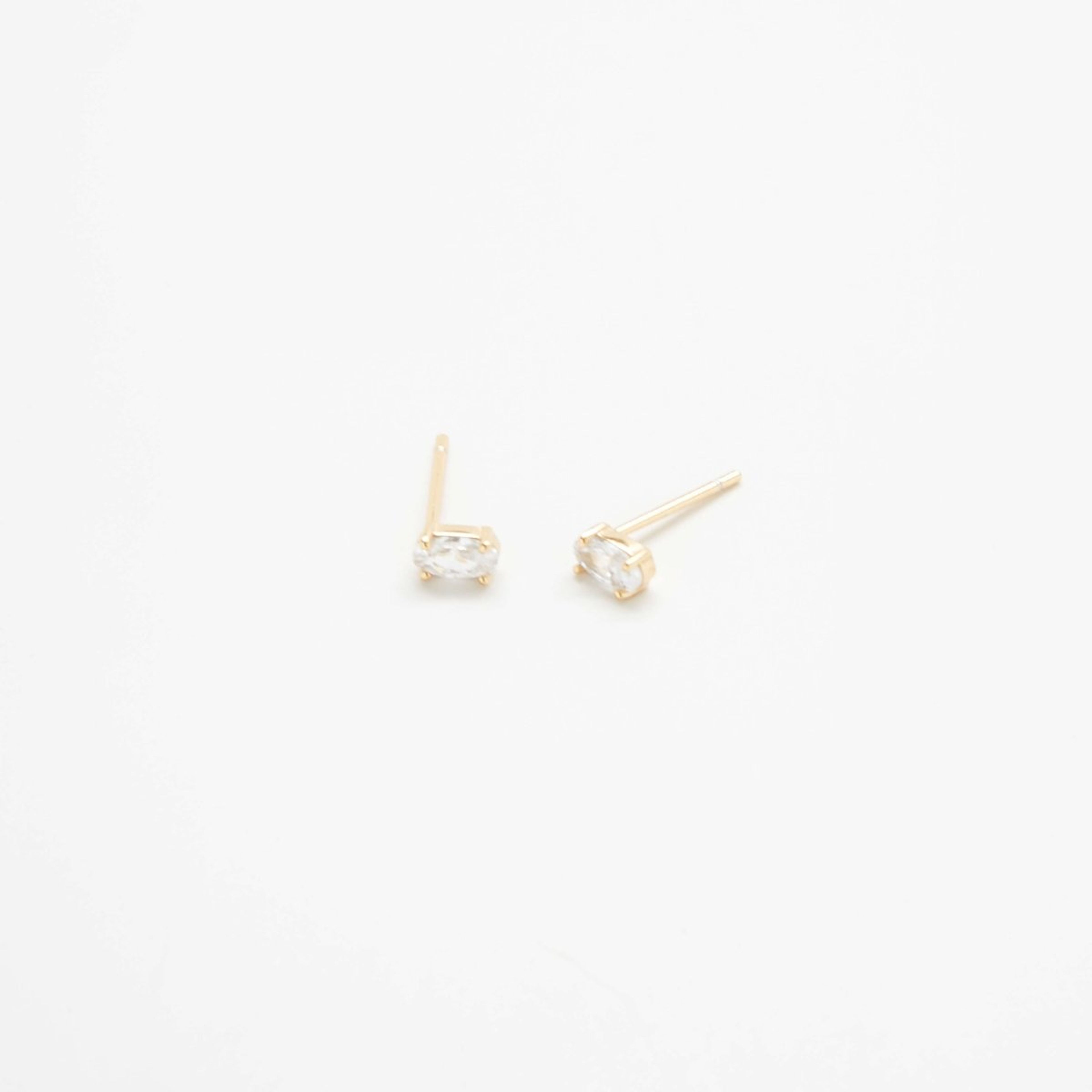 White CZ Oval Stud Earrings