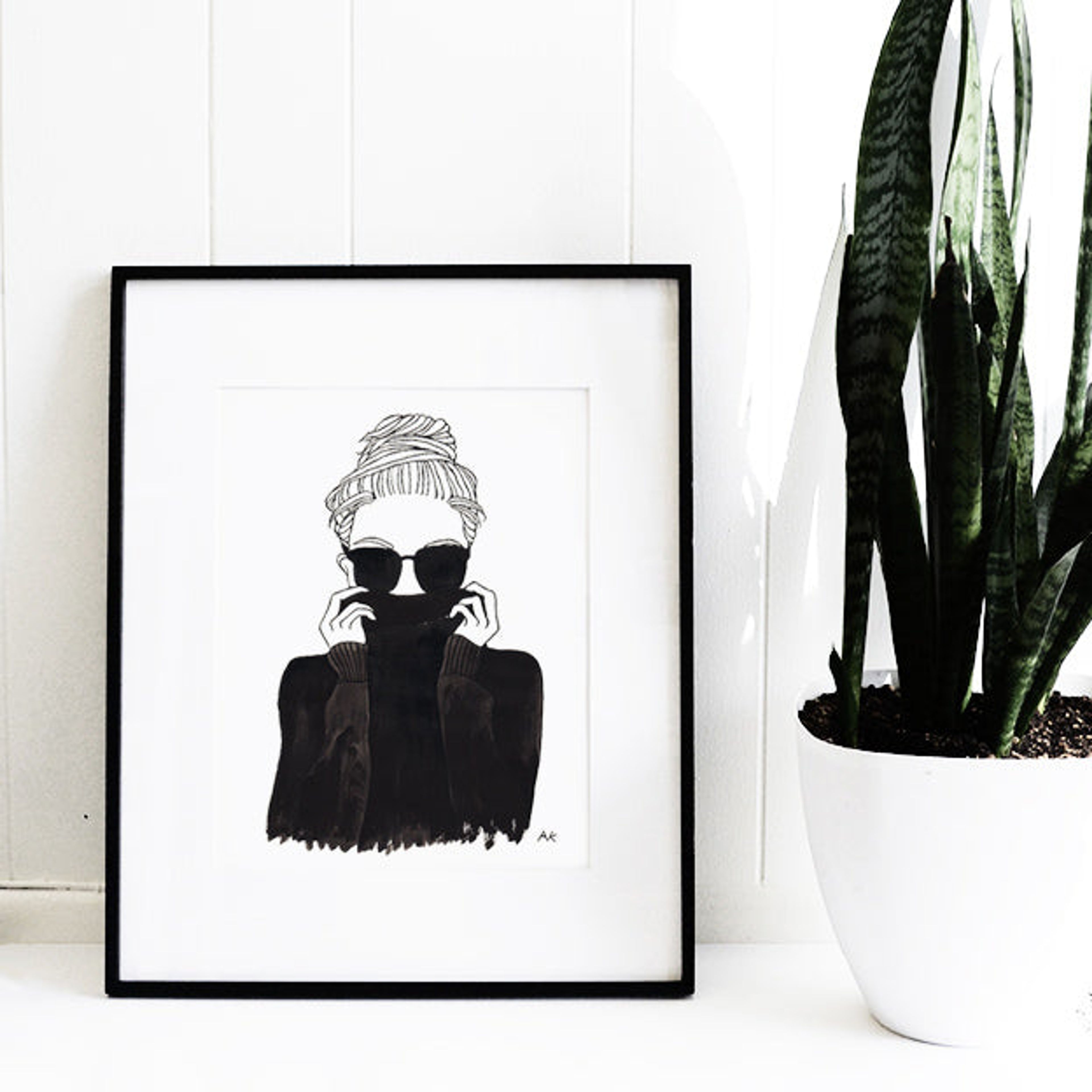 Black Turtleneck Woman Art Print