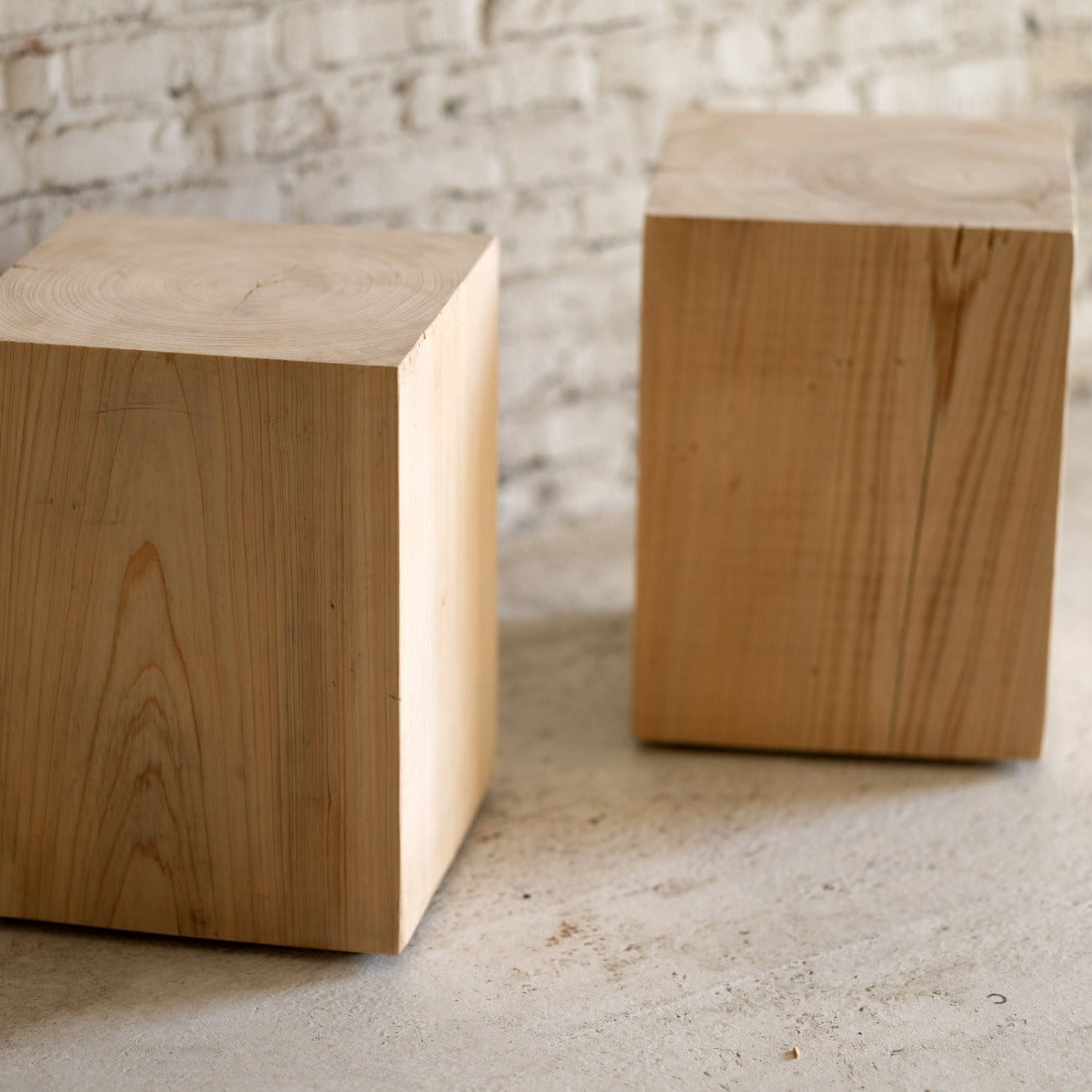 Hyo Table Coastal Vibe | Cypress Wood Cube Side Table