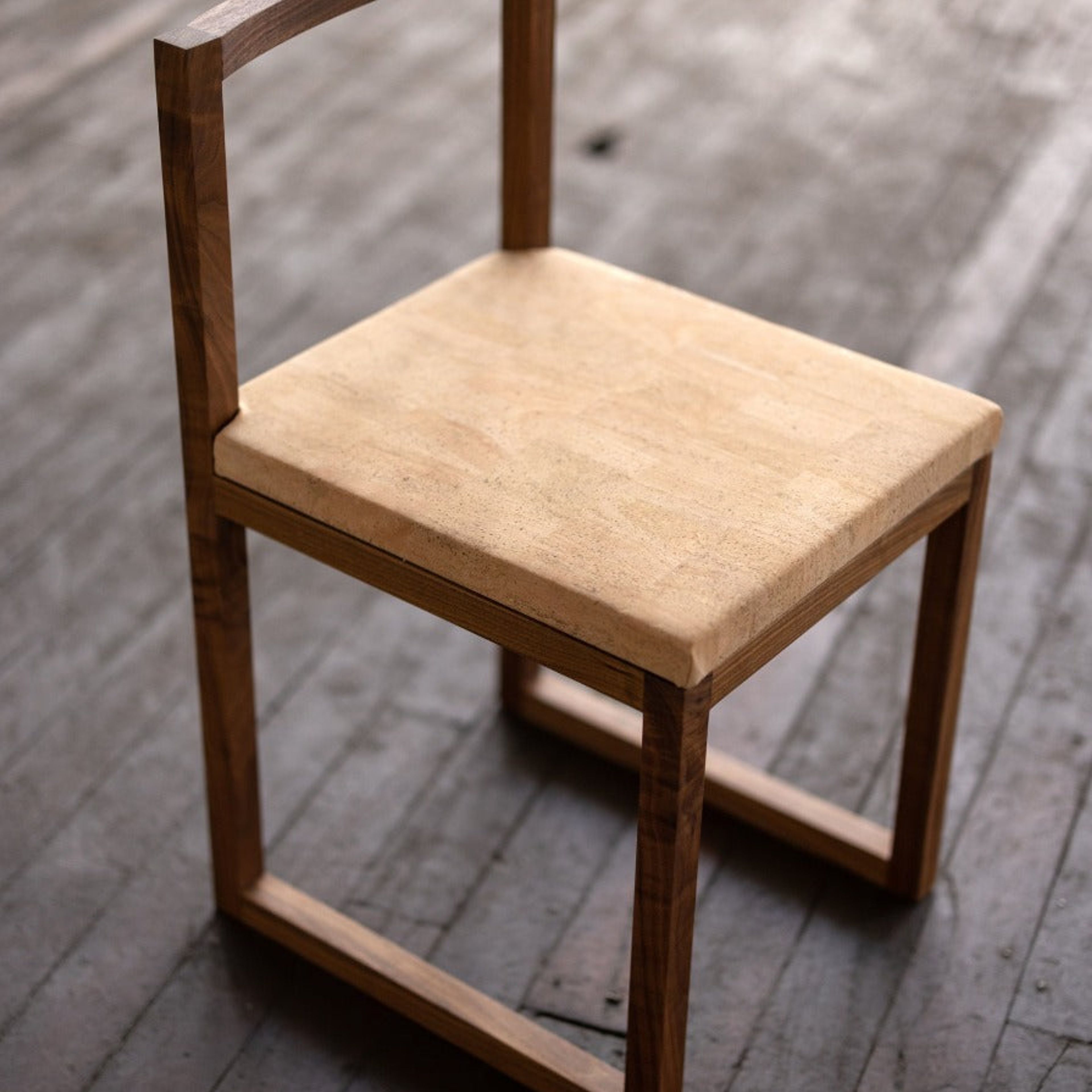 Wood and Cork Chair | Dining or Writing Desk Chair | Porto Chair