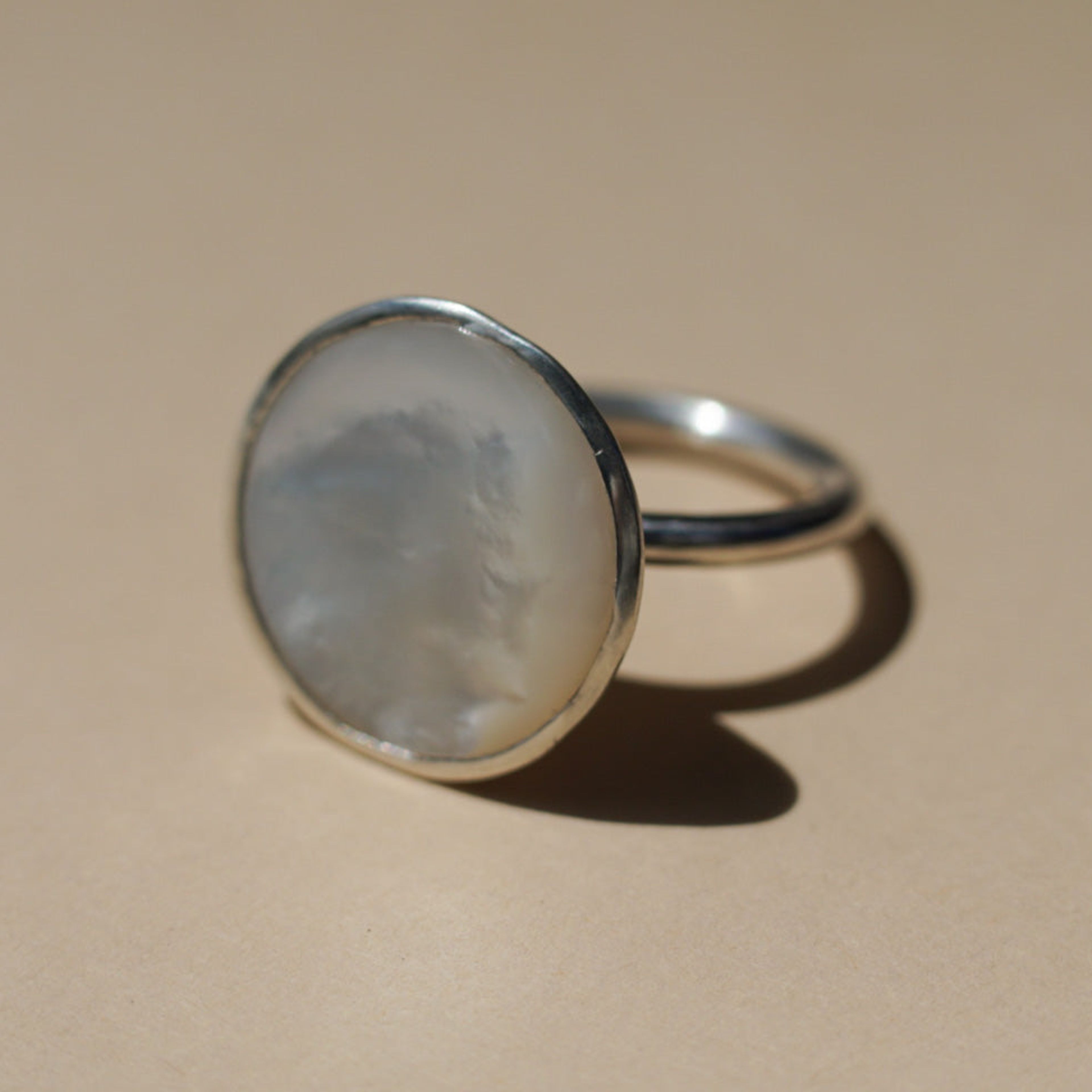 Mother of Pearl Dome Ring, Silver
