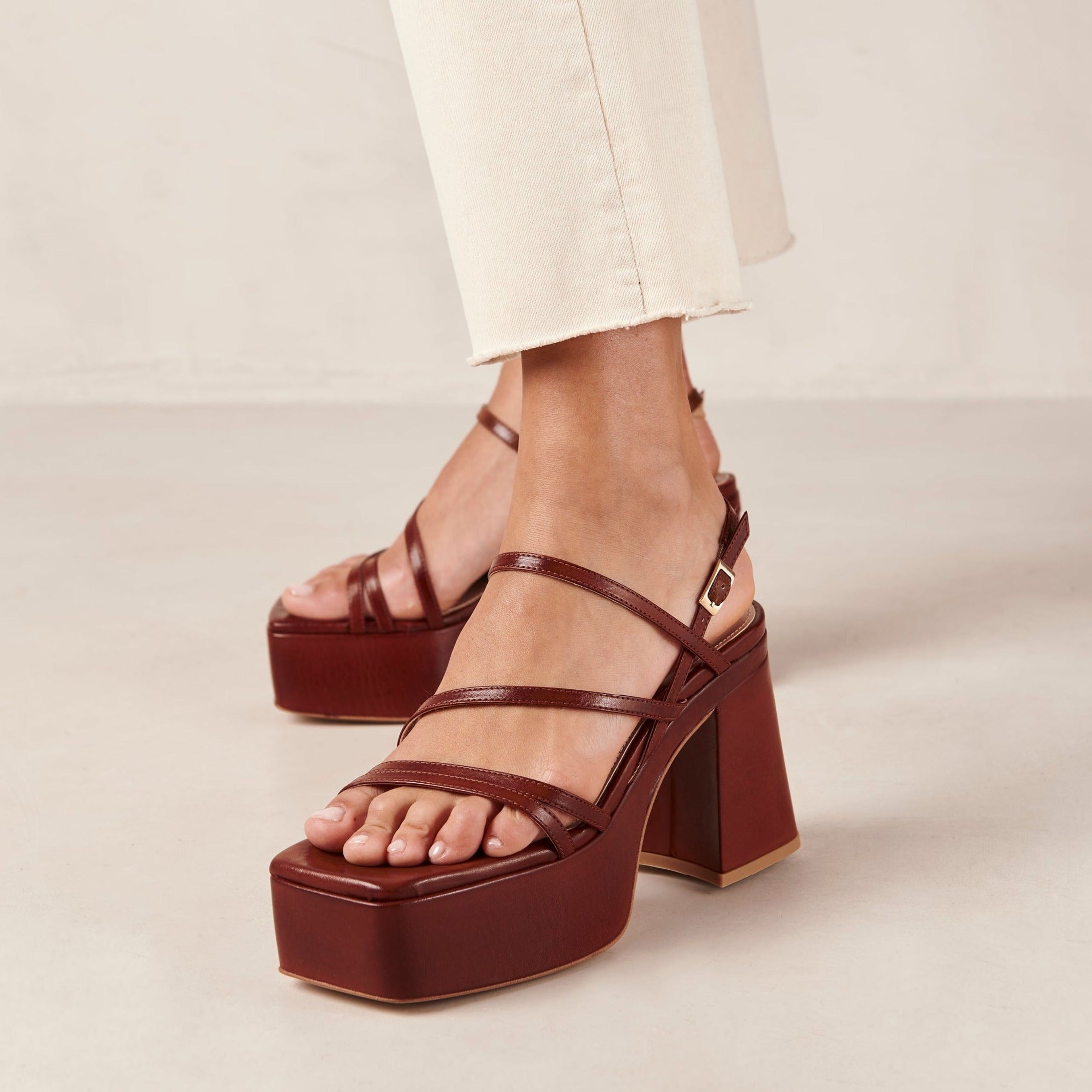 Talina Umber Brown Vegan Leather Sandals