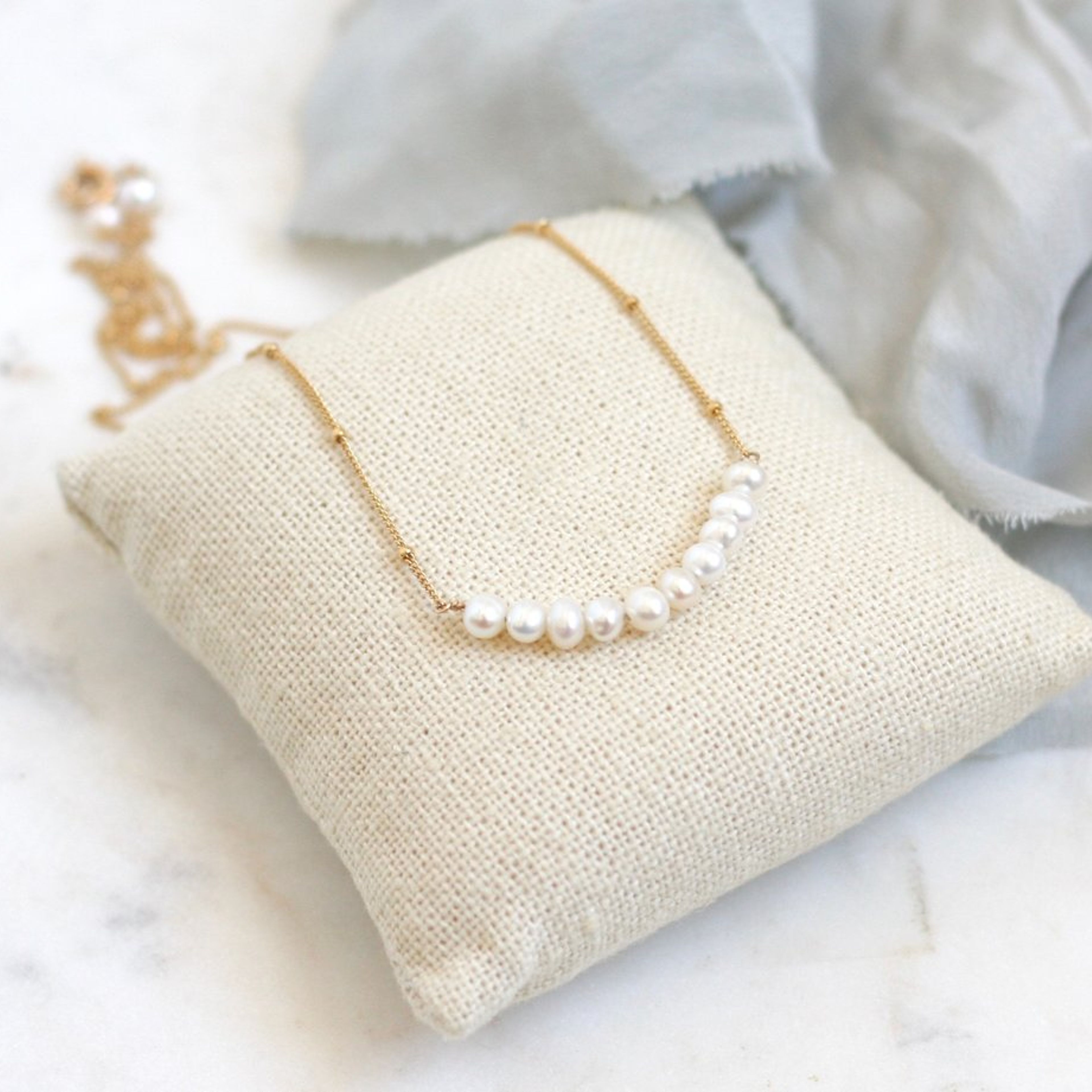 Anna Necklace - Fresh Water Pearl Ball Chain