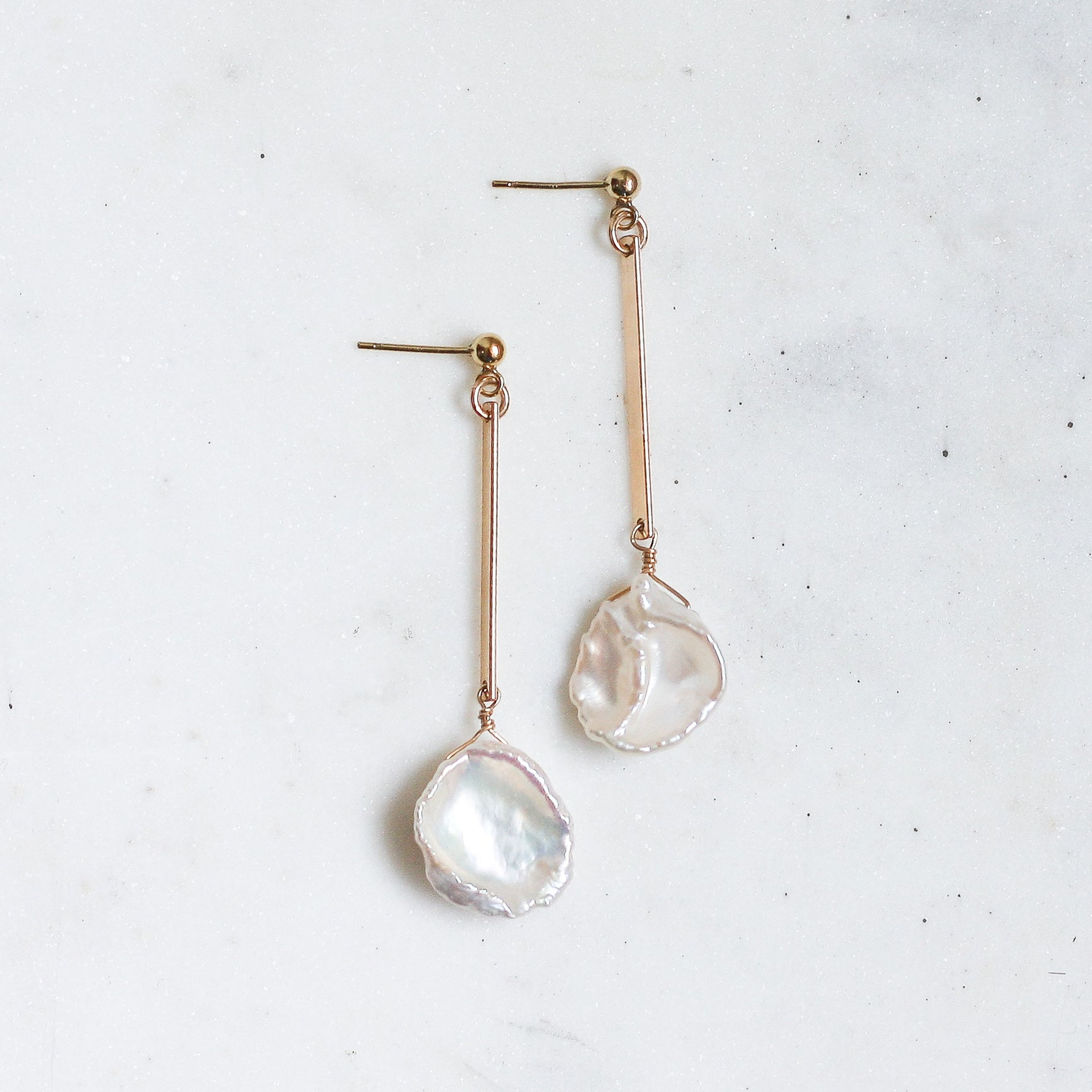 Iris Earrings - Keshi Pearls