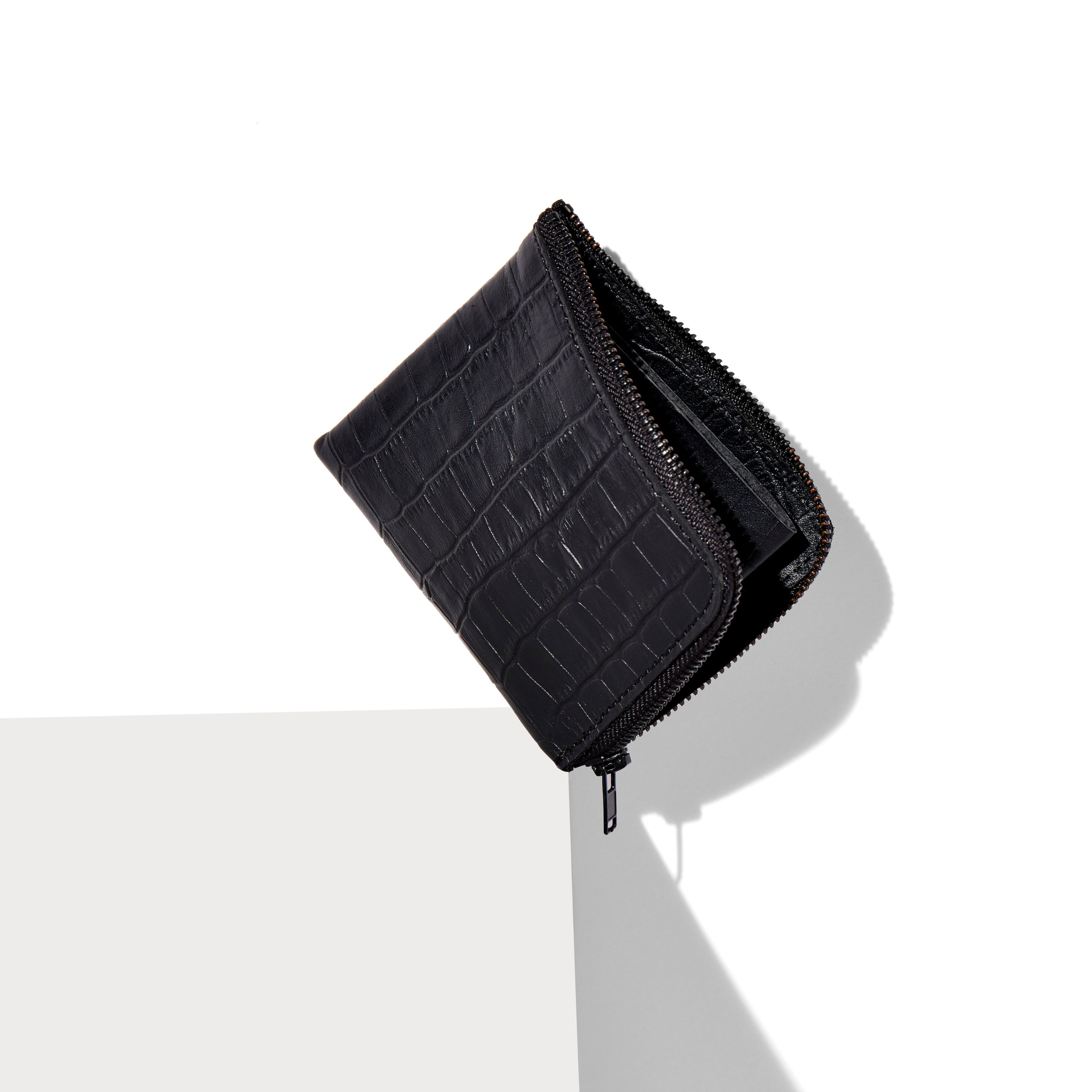 Half-Zip Wallet / Croc Noir Matte
