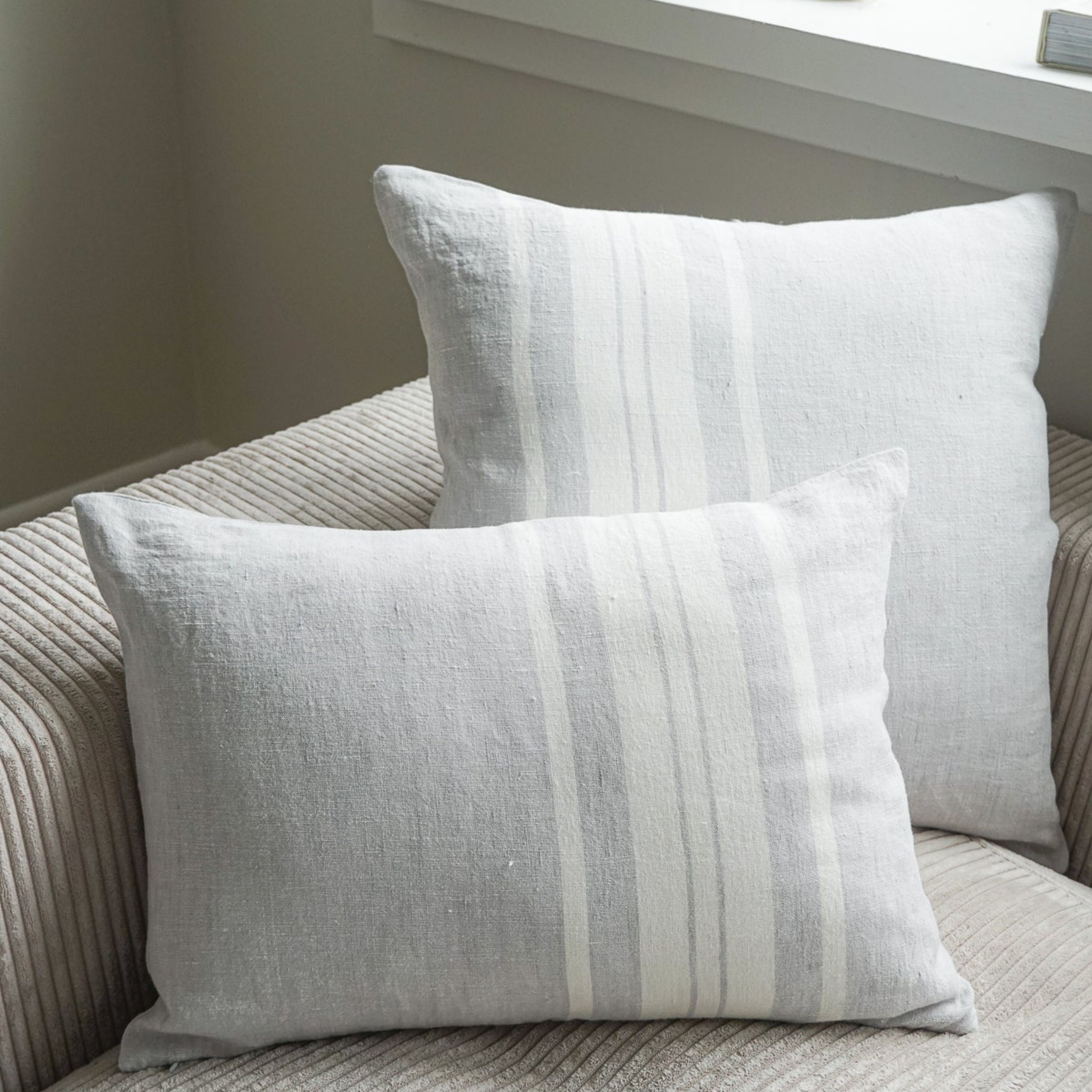 Light Grey Bold Stripes So Soft Linen Pillow