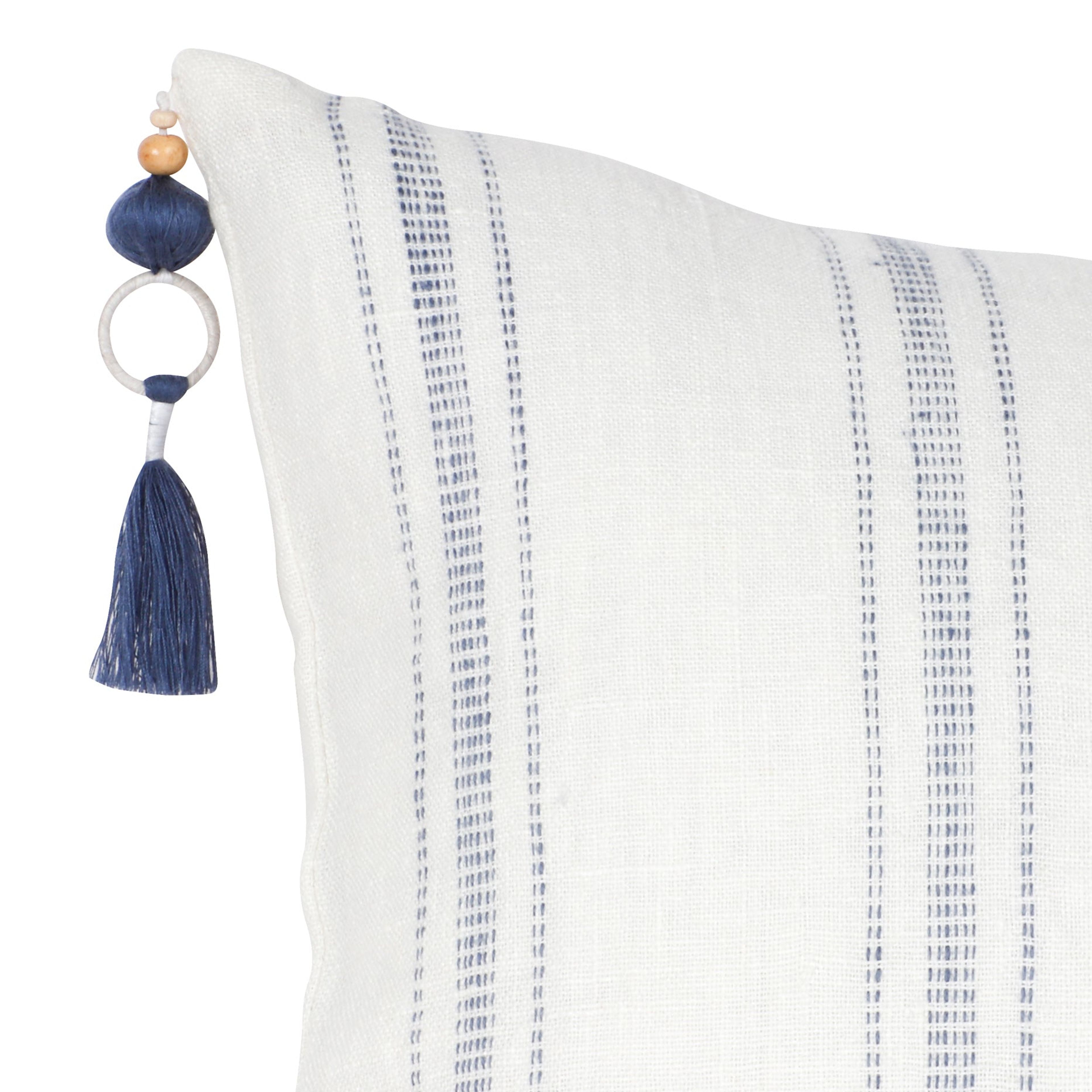 White with Blue Stripes So Soft Linen Pillow