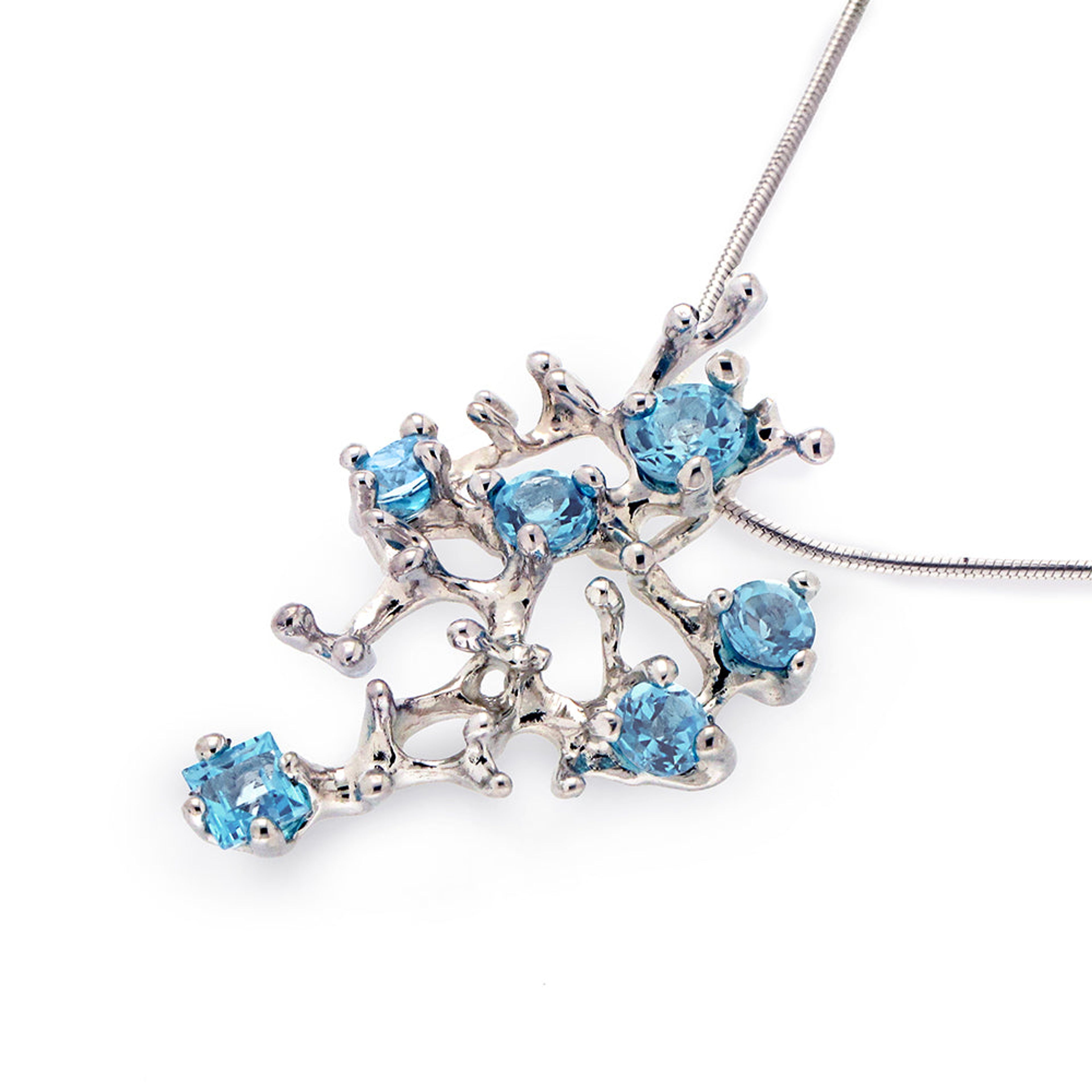 Coral Reef Blue Topaz Pendant Necklace