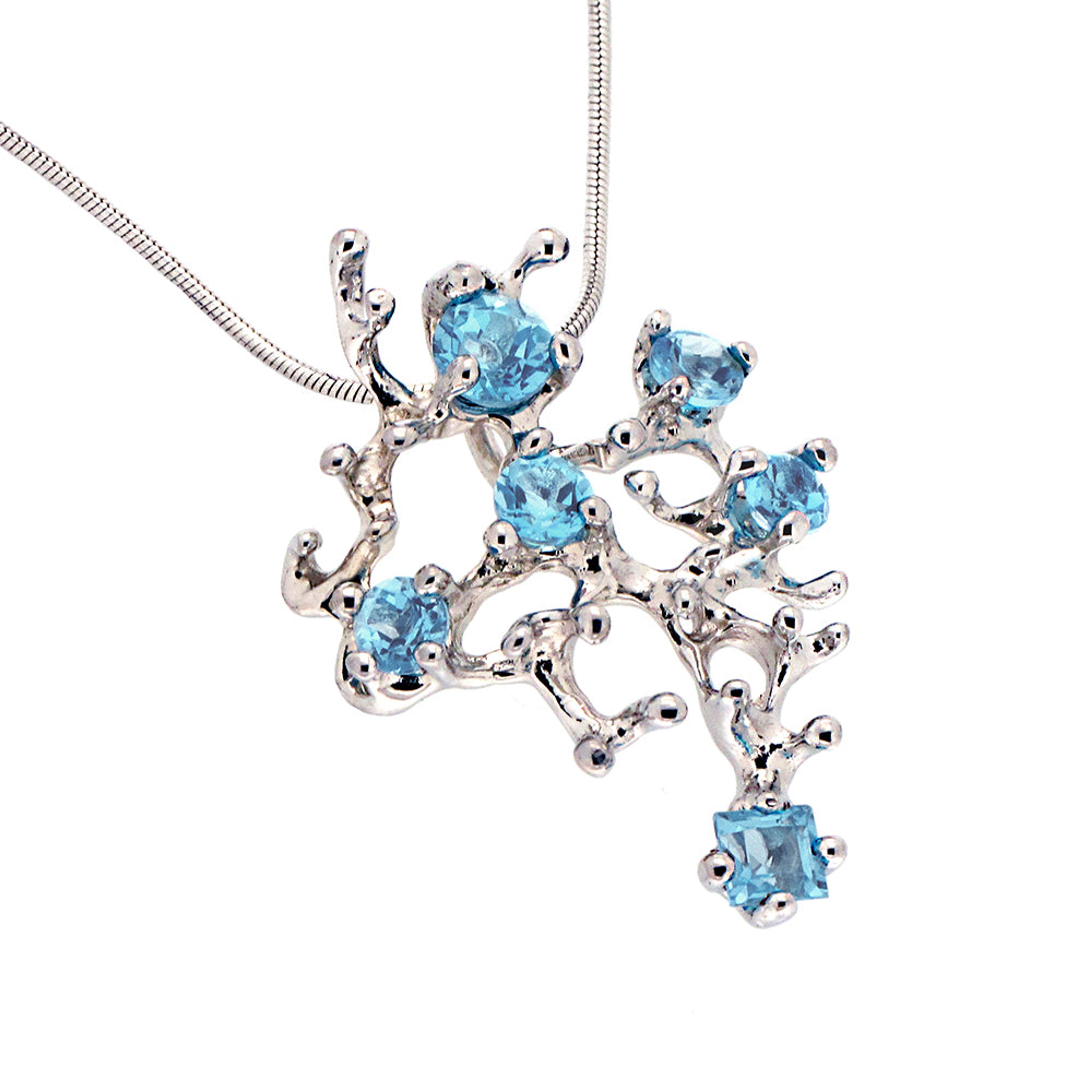 Coral Reef Blue Topaz Pendant Necklace