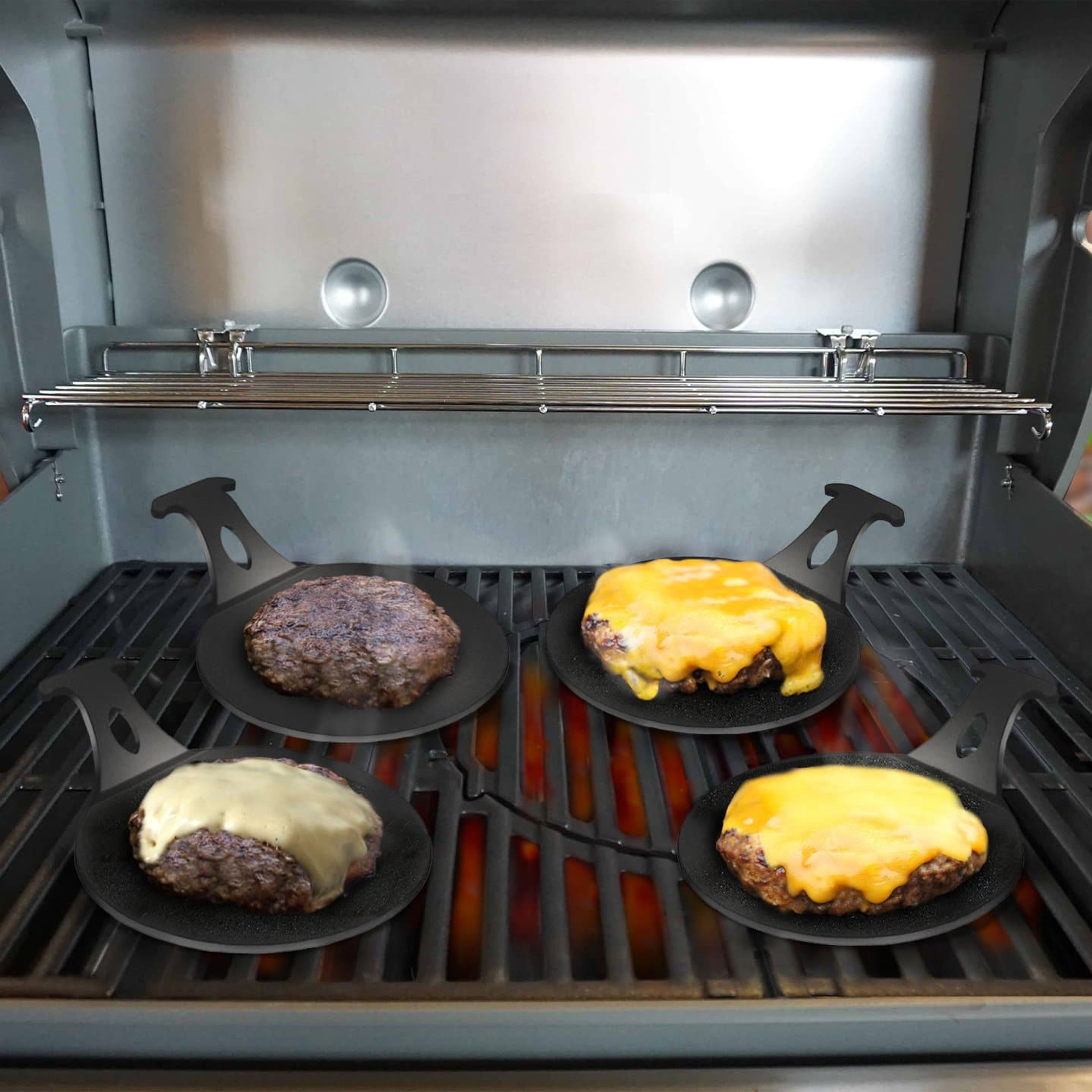 Arteflame 6" Burger Pucks - Grill Juicy Good Burgers with Arteflame Mini Griddles for BBQ Grills (set of 2)