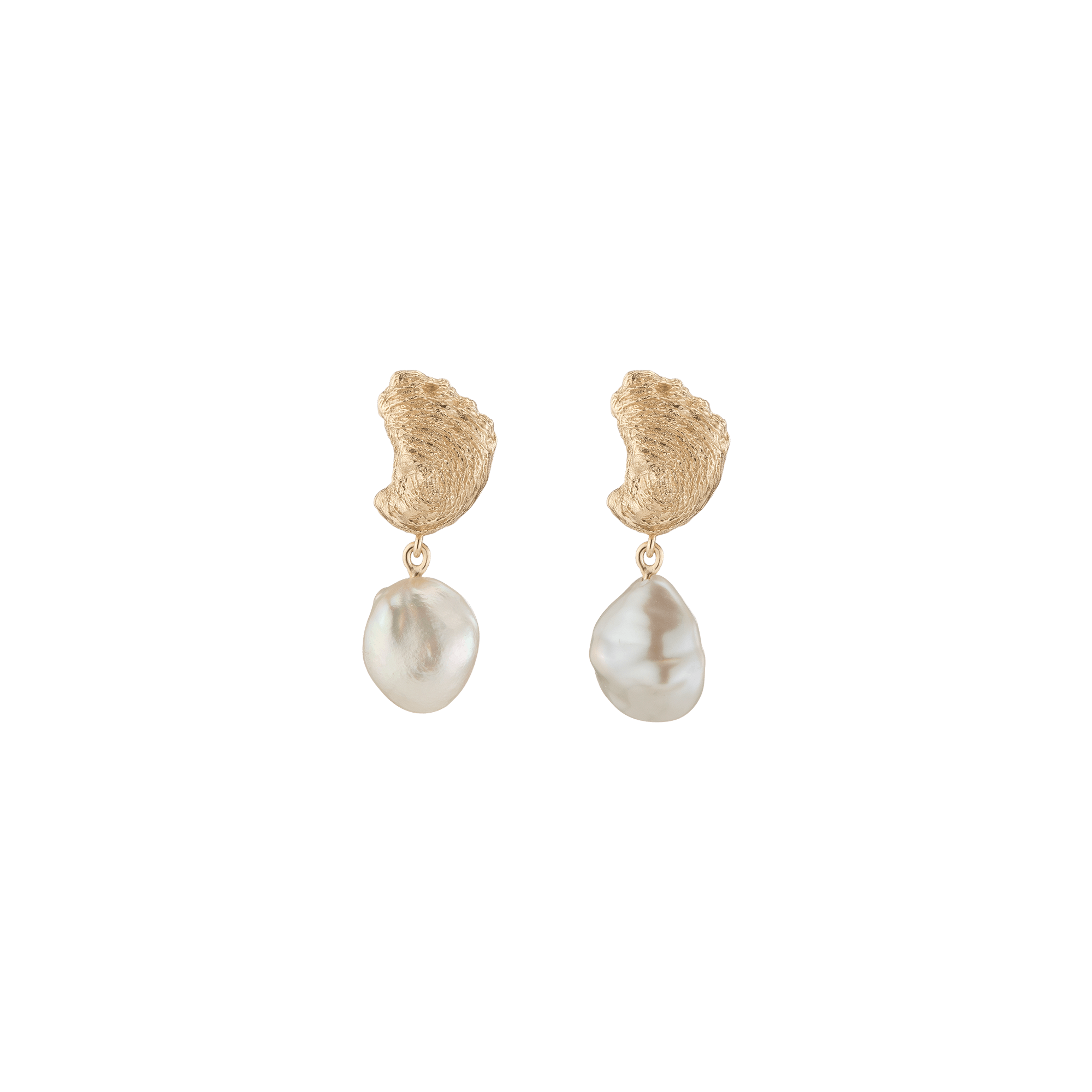 AURATE X KERRY: Venus Organic Pearl Gold Earring Small