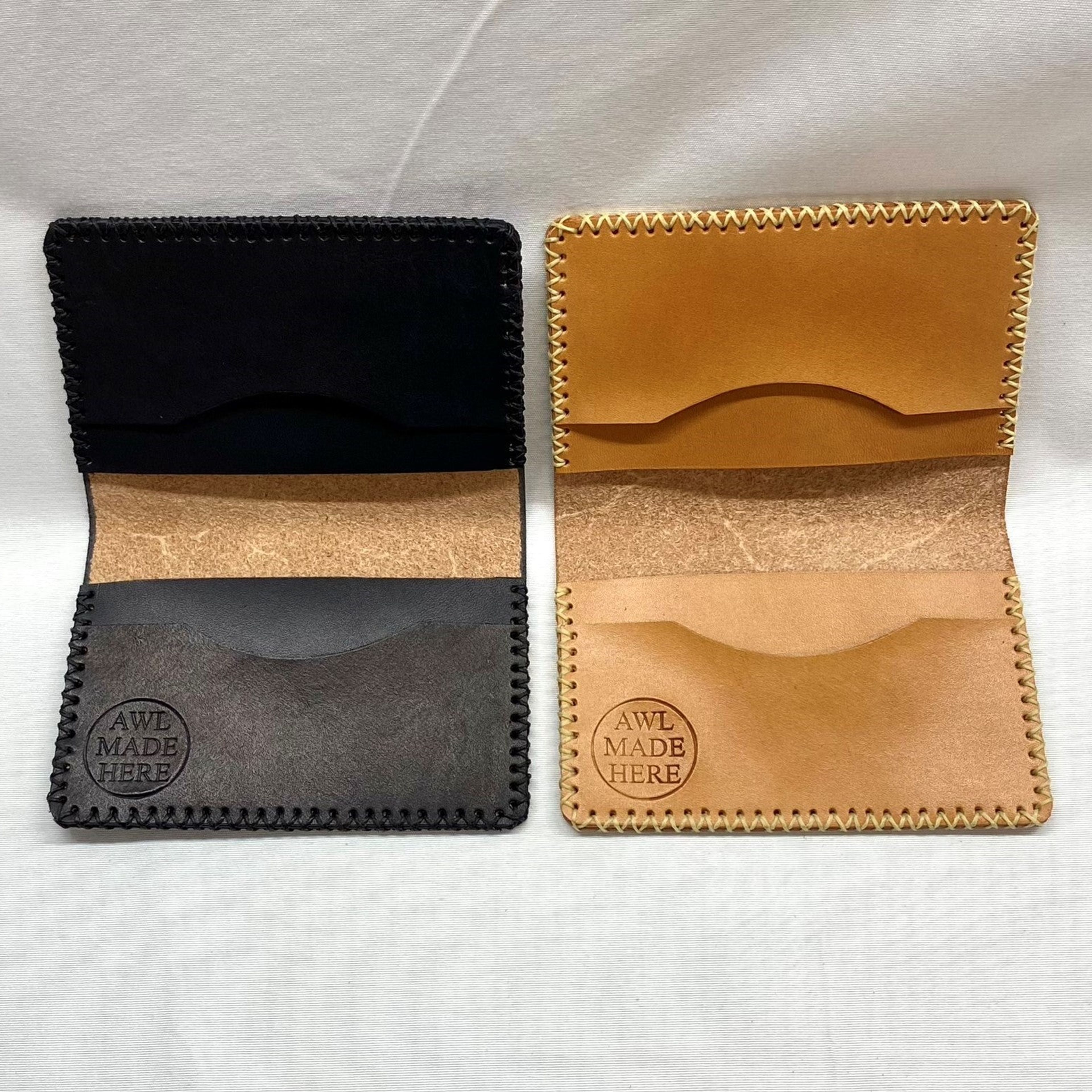 Card Case, Four Pockets. Black or Natural Tan
