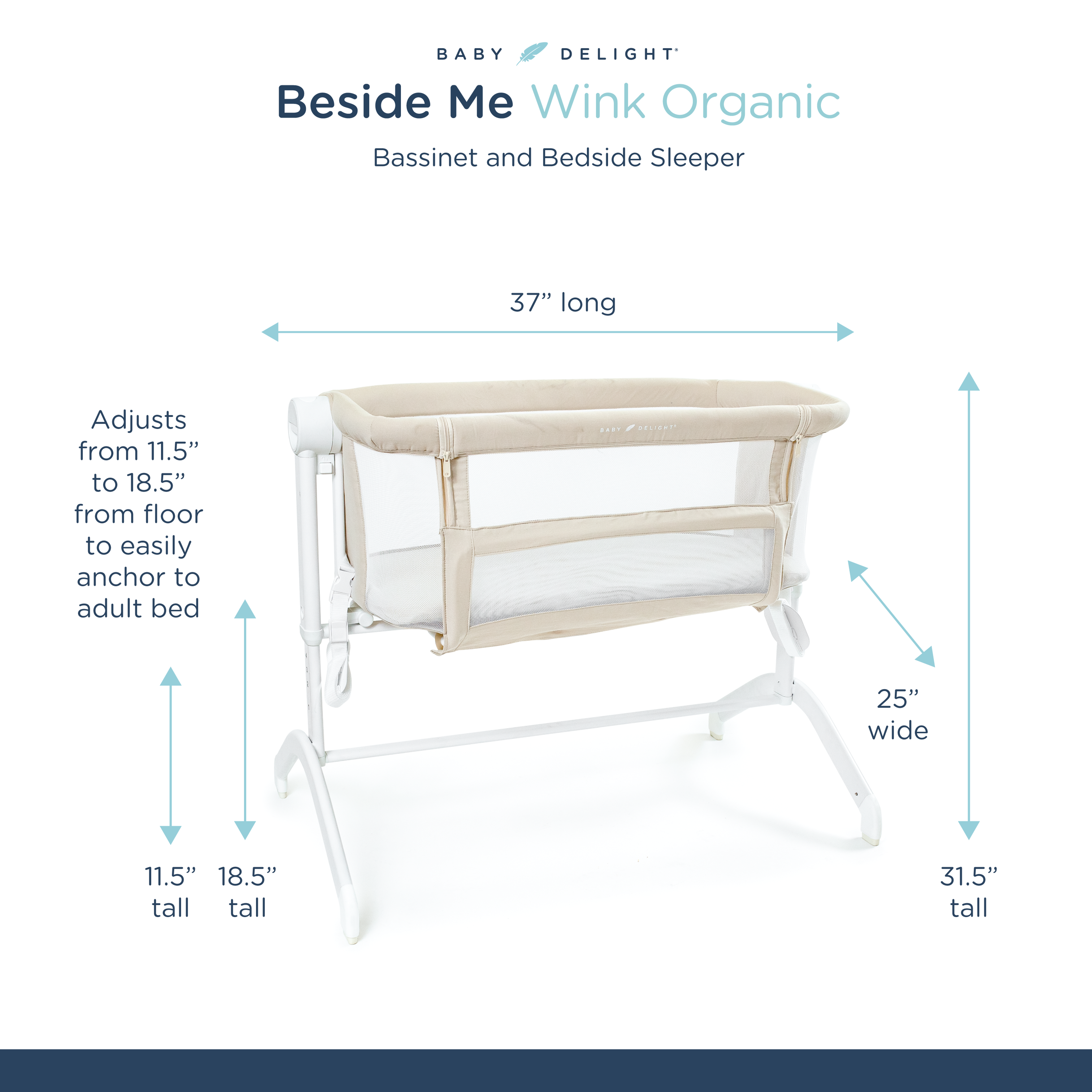 Beside Me Wink Organic Bassinet & Bedside Sleeper – Organic Oat