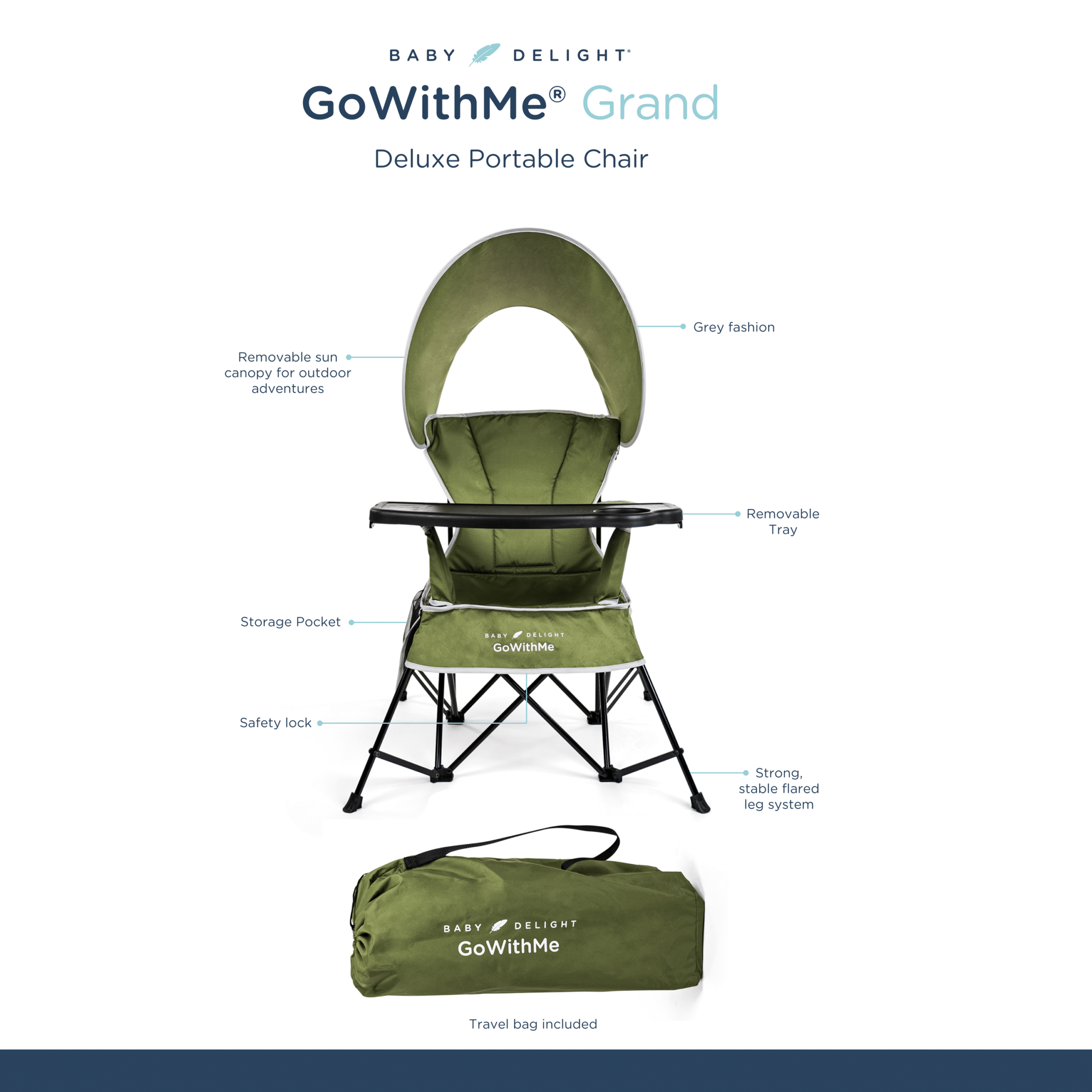 Go With Me Grand Deluxe Portable Chair for Kids - Moss Bud