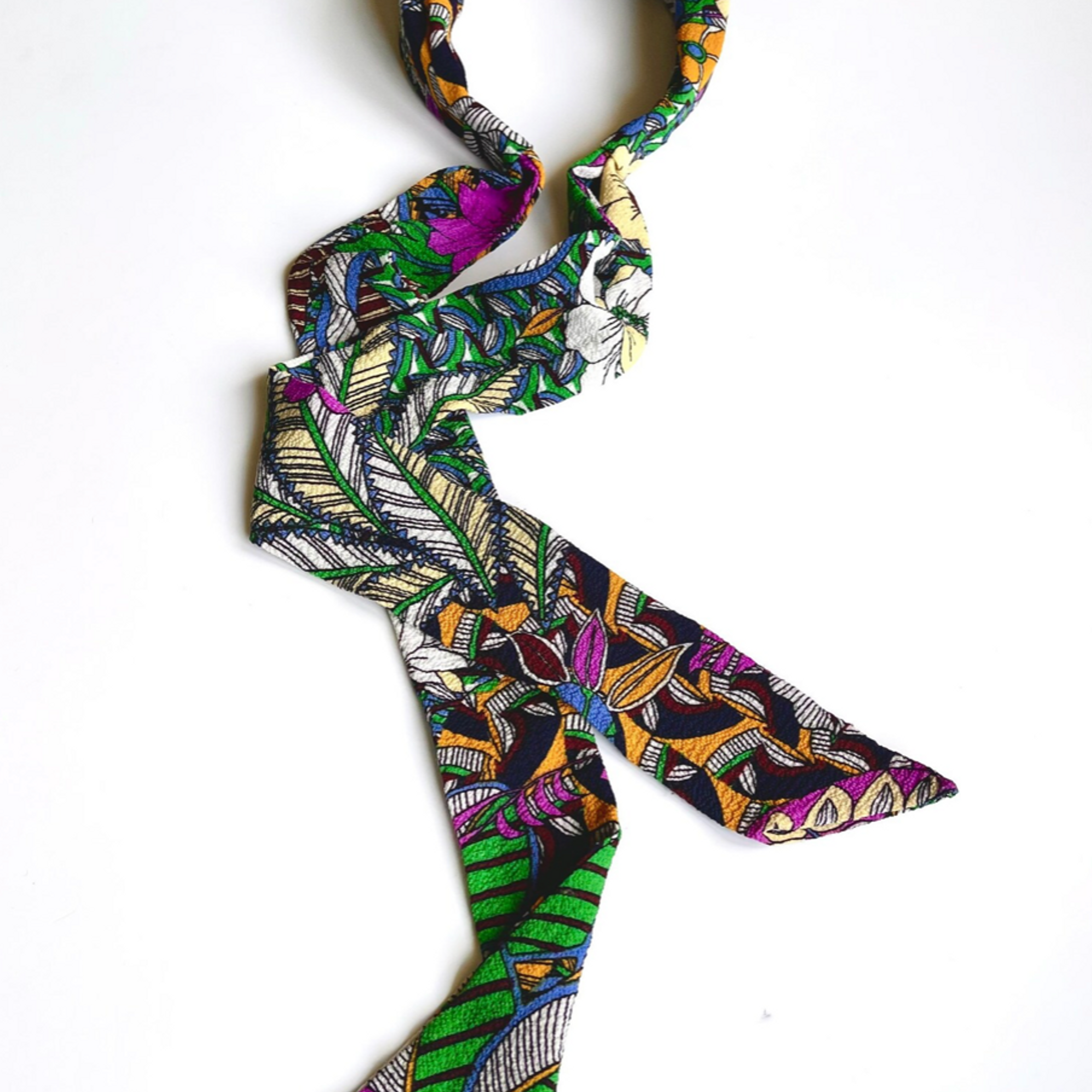 Tropics Effortless Scarf Headband | Tropical Floral Print | Crepe Chiffon | Luxury Designer Headband Scarf | Made to Order