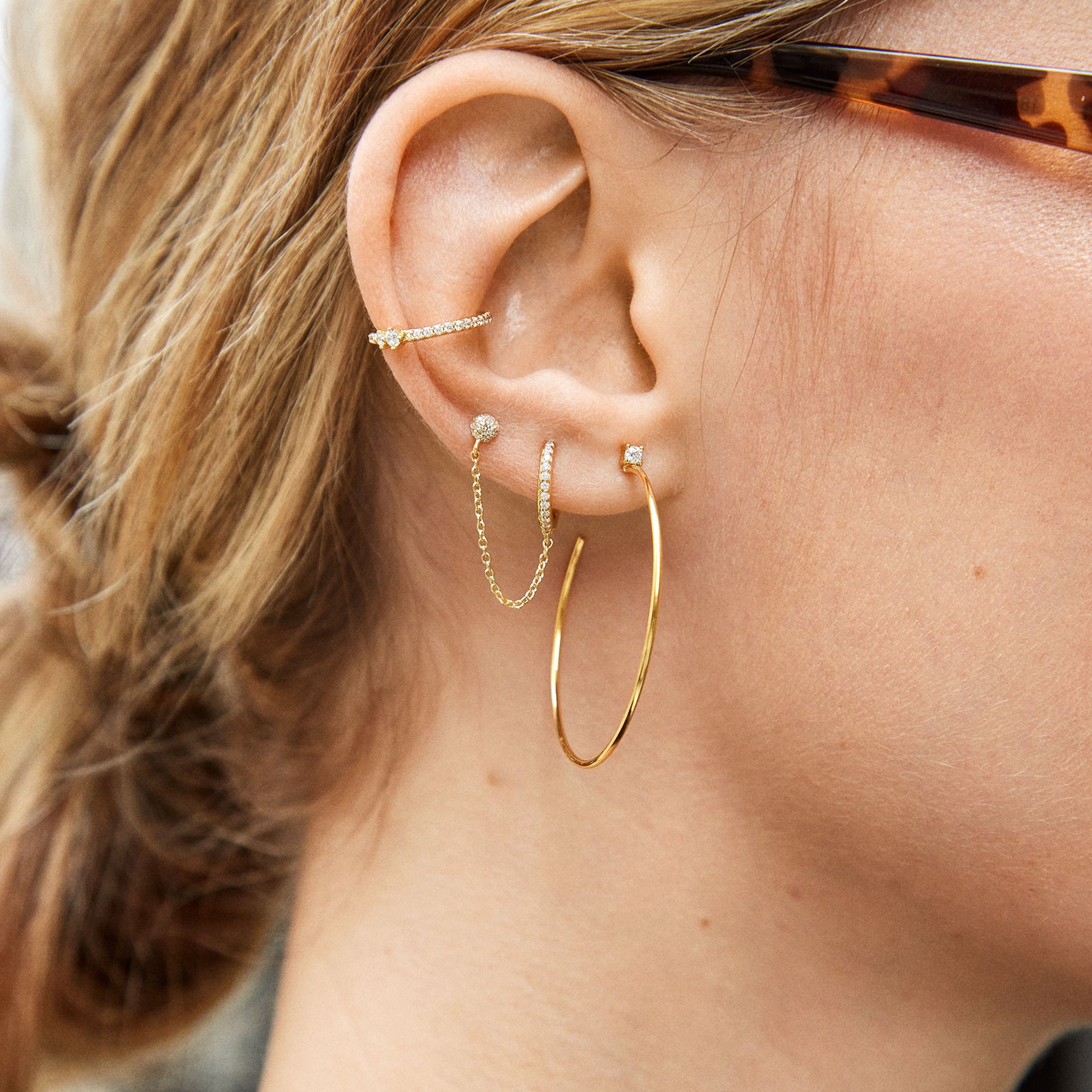Leighton 18K Gold Earring Set - Gold/Pavé