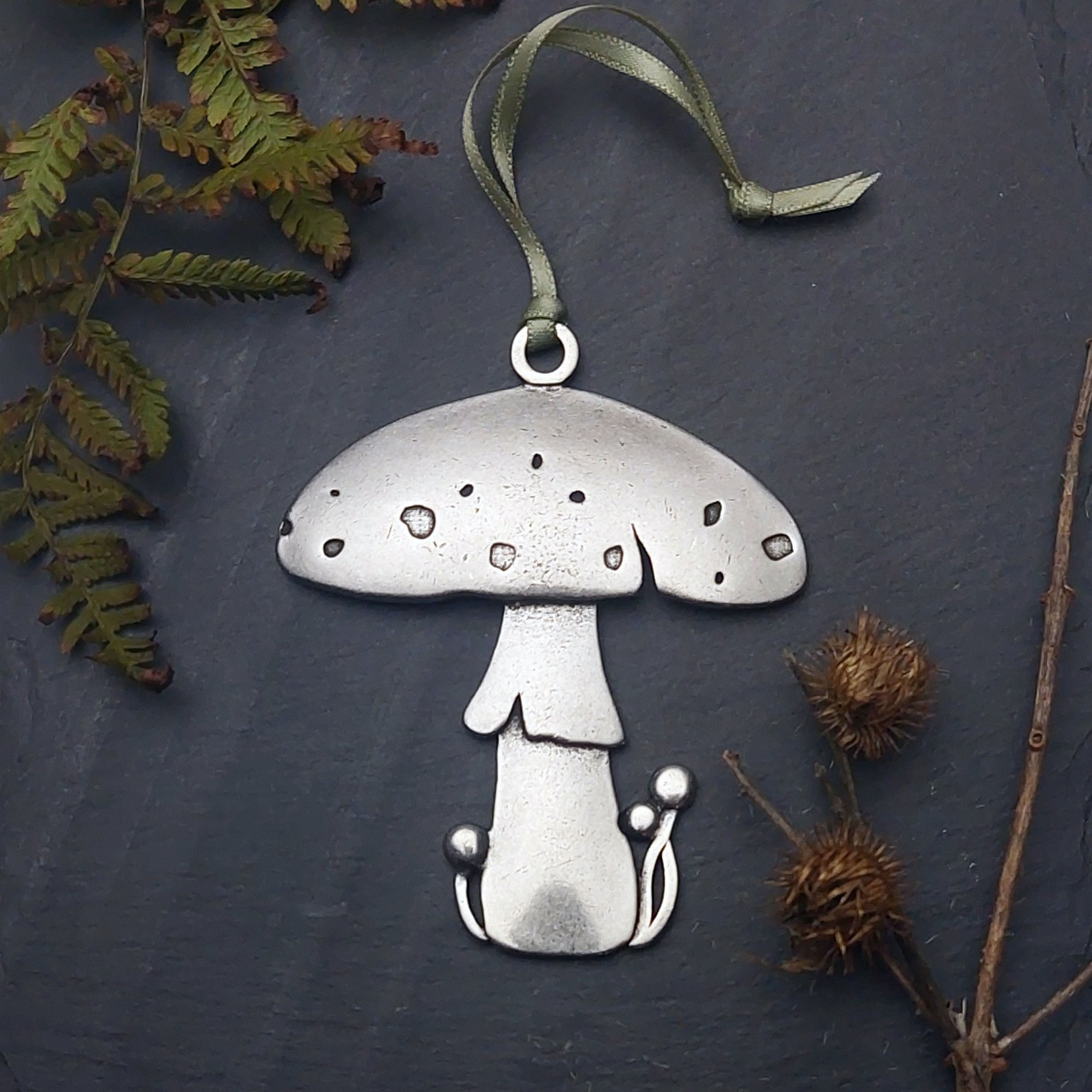 Little Pewter Mushroom Ornament