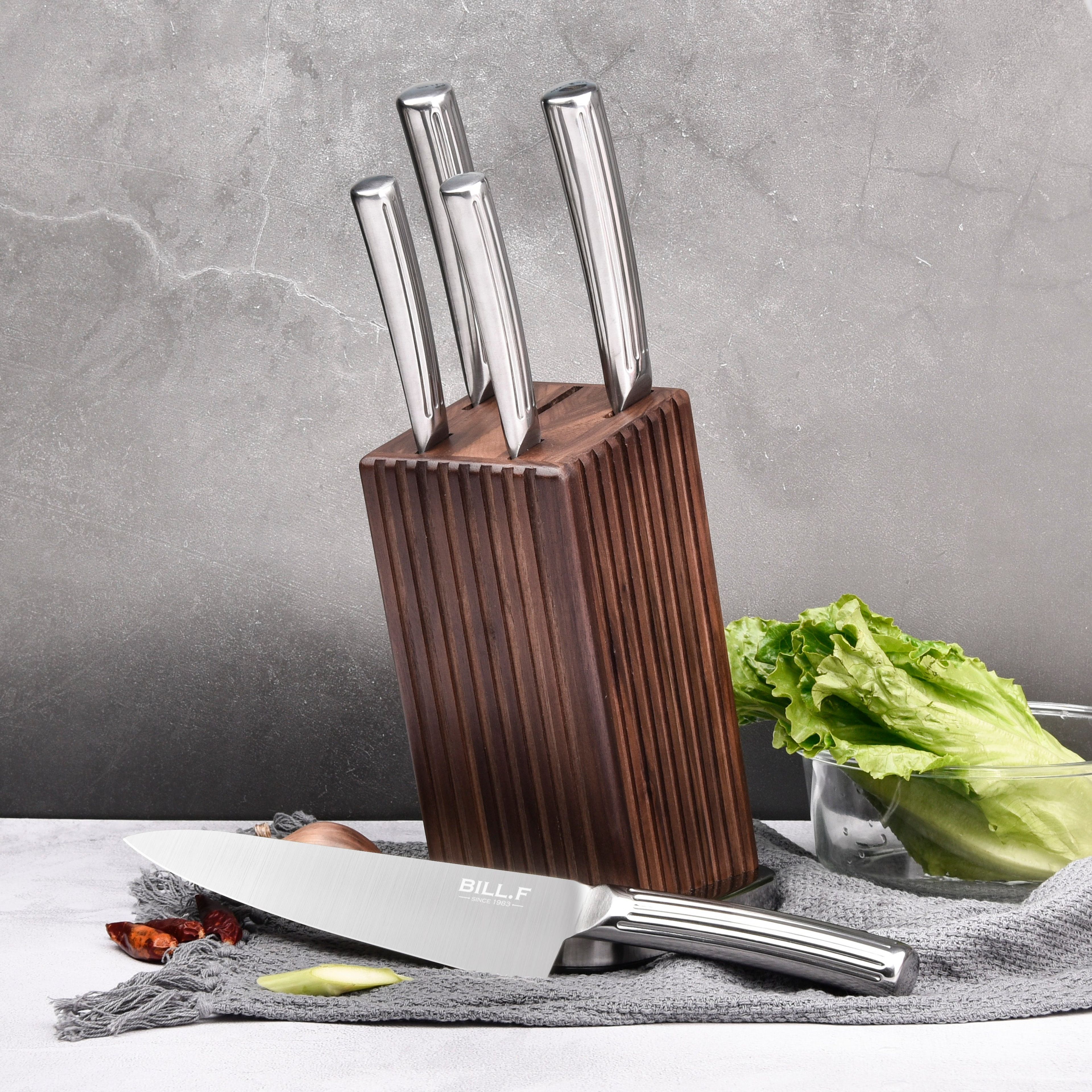 Buy 1 get 1 FREE - 6-Piece Kitchen Knives German Stainless Steel Kitchen Knife Block Set