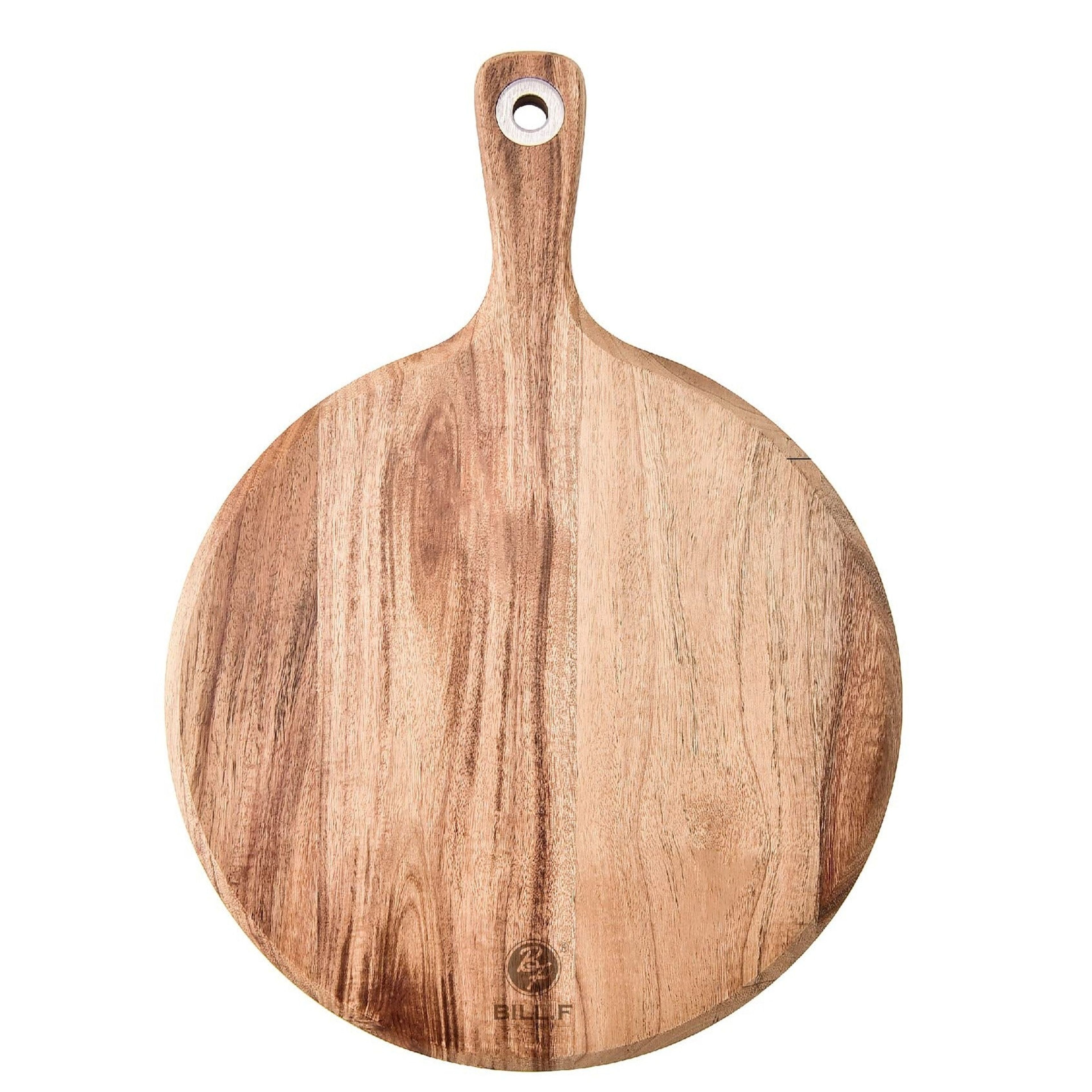 Acacia Wood Cutting Board with Handle Pizza Paddle Serving Board for Cheese, Meat, Fruit and Bread