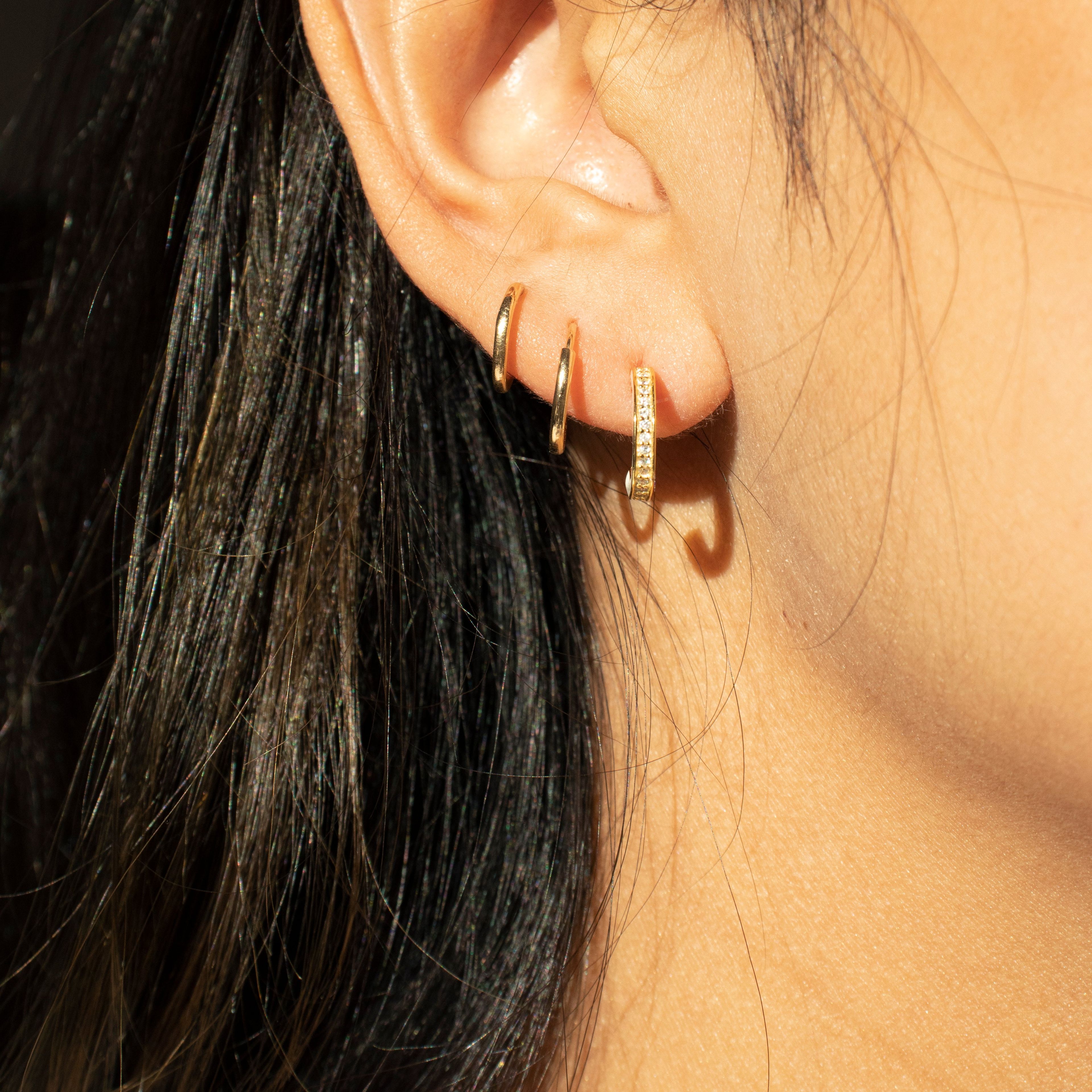 Crystal Vermeil Huggie Hoop Earrings