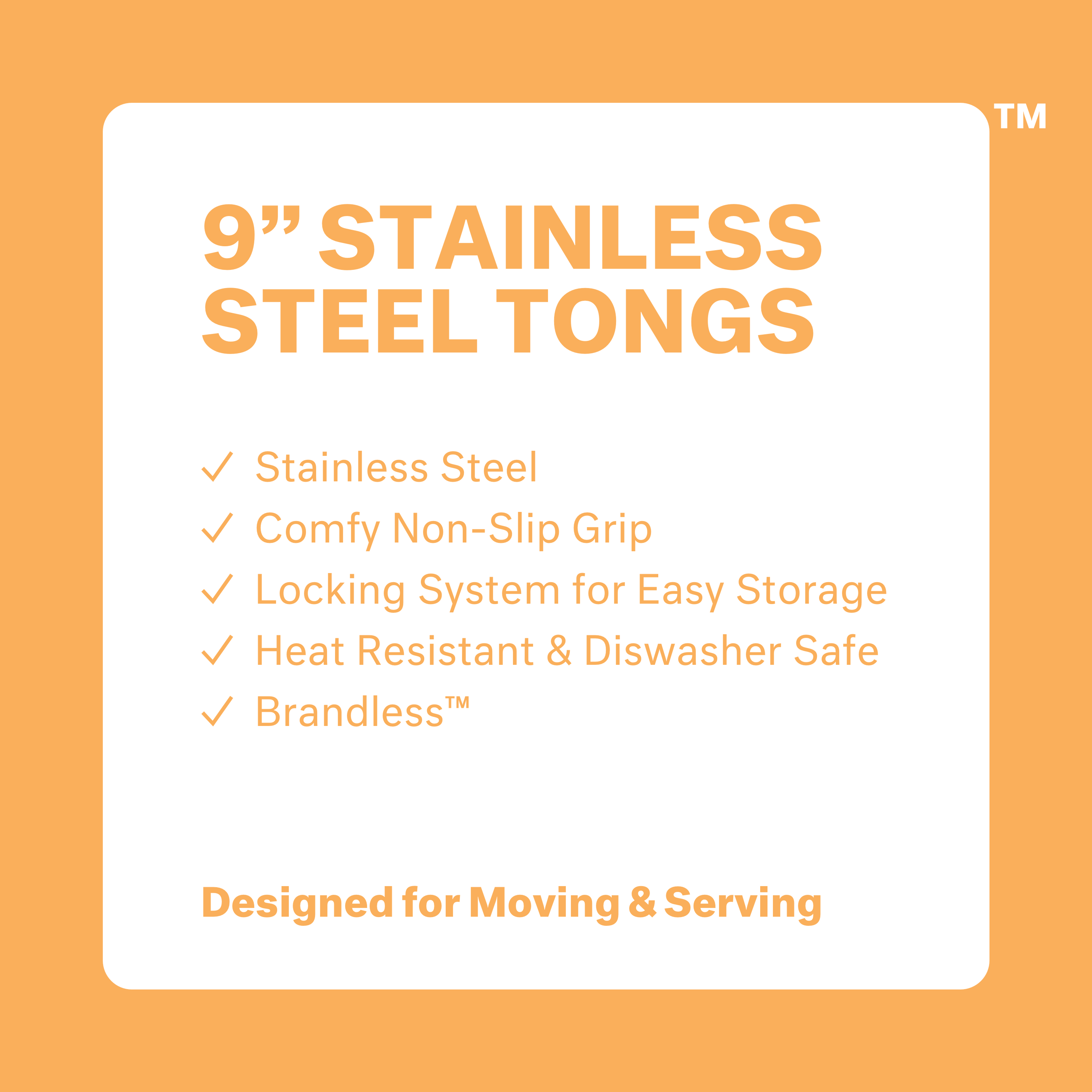 9" Stainless Steel Tongs