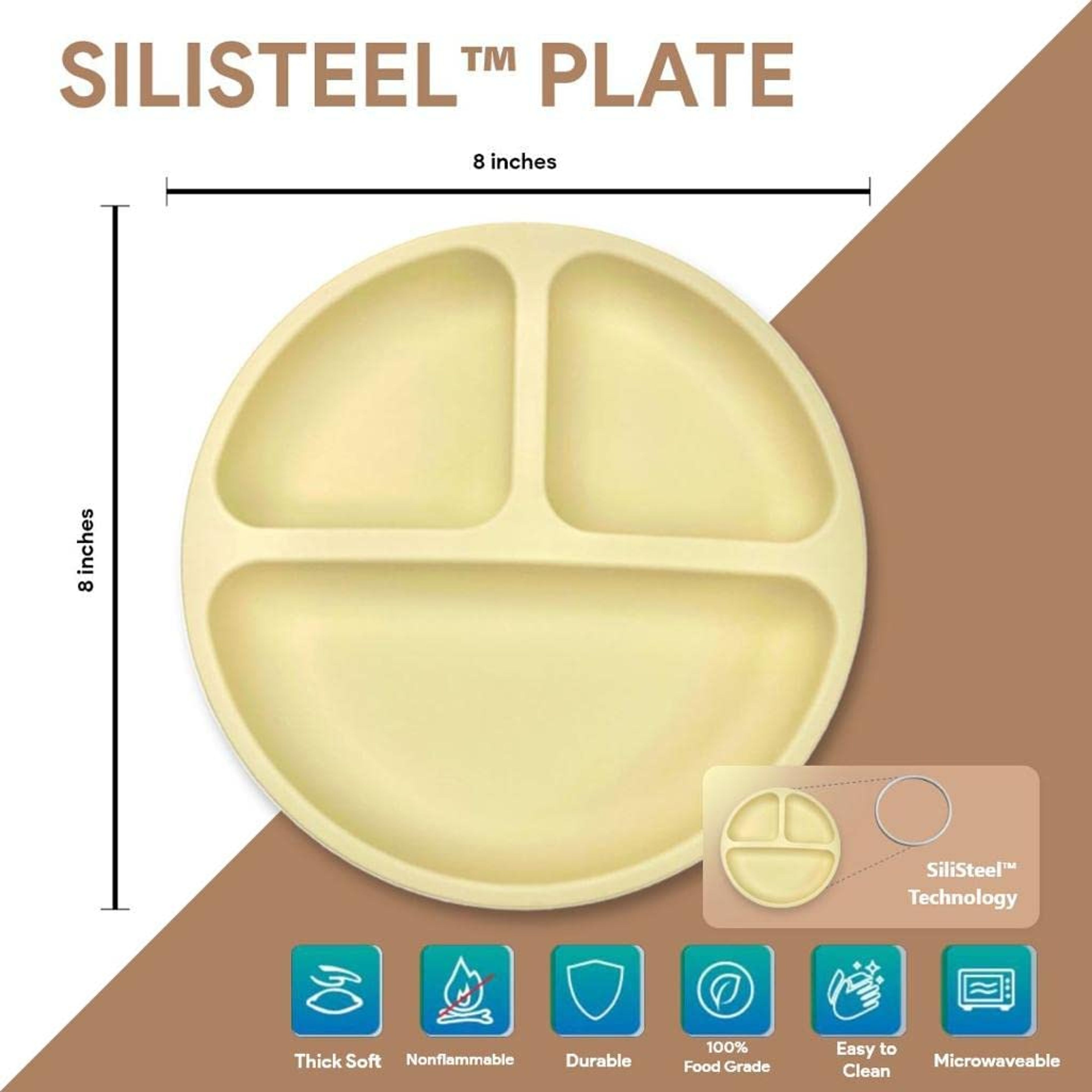 BraveJusticeKidsCo. | SiliSteel 3 Pack Silicone Plate for Kids and Toddlers | Baby-led feeding | Patent Pending…