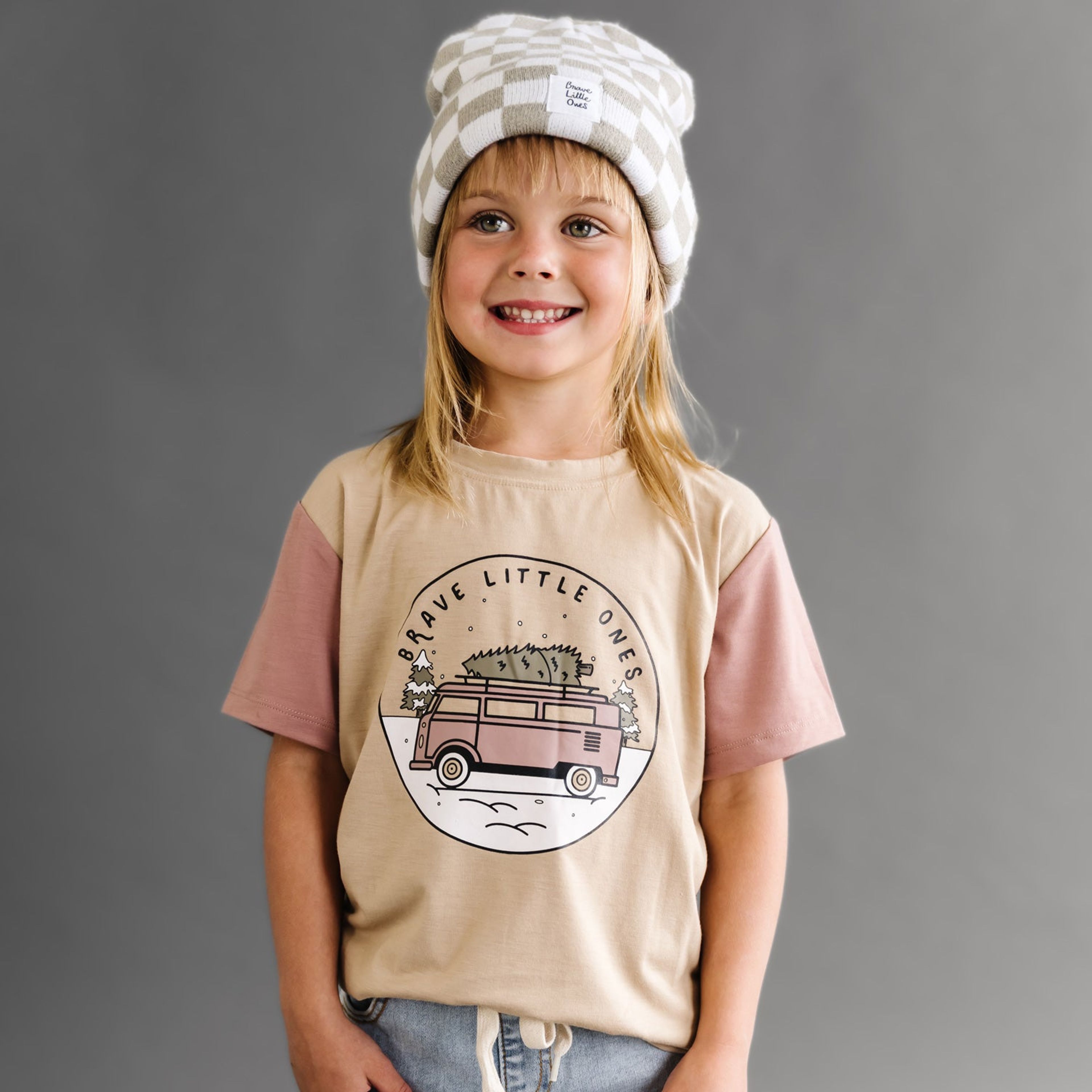 Brave Little Ones Winter VW Bus With Mauve Sleeves Shirt